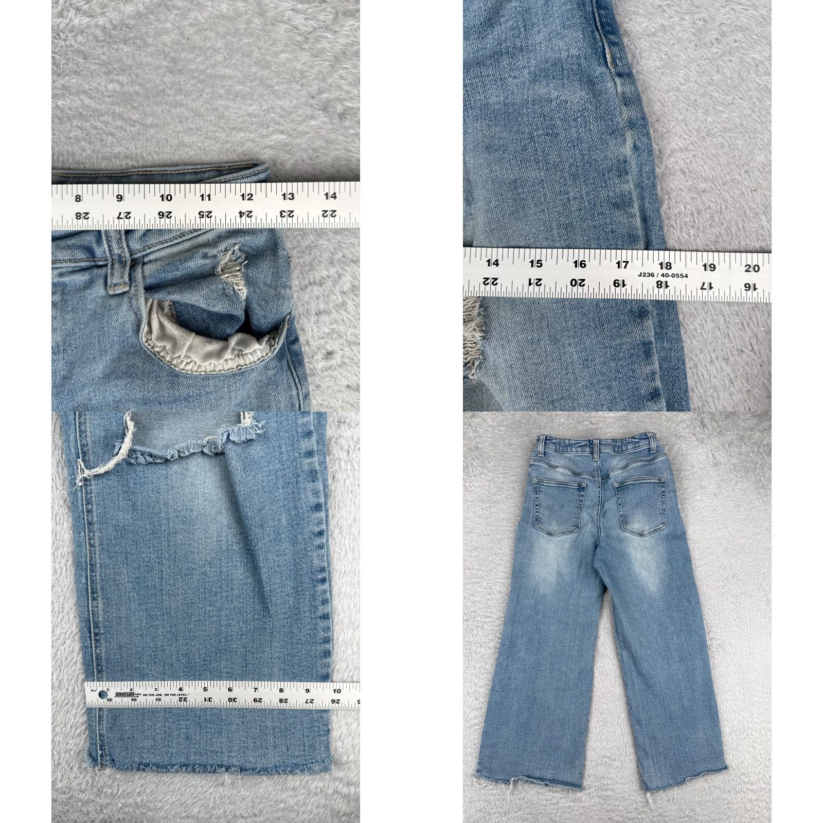 Vintage SO Jeans Juniors Blue Denim Wide Leg High Rise Jeans Women Cotton Blend Distressed 5-Pocket Design Medium Wash 9 Size 30" / US 8 / IT 44 - 9 Thumbnail