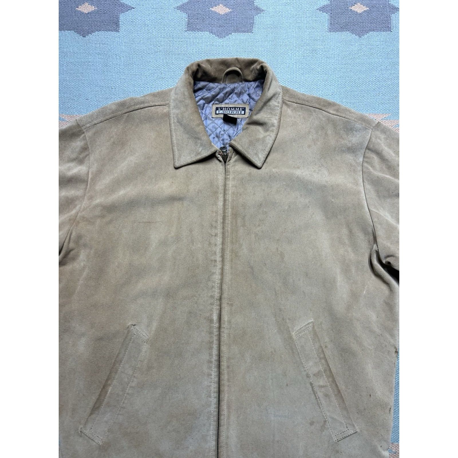 Vintage VINTAGE L’Homme suede leather jacket quilt lined insulated beige tan mens Medium Jacket Mens Beige L’Homme Bomber Leather Insulated Vintage Size US M / EU 48-50 / 2 - 5 Thumbnail