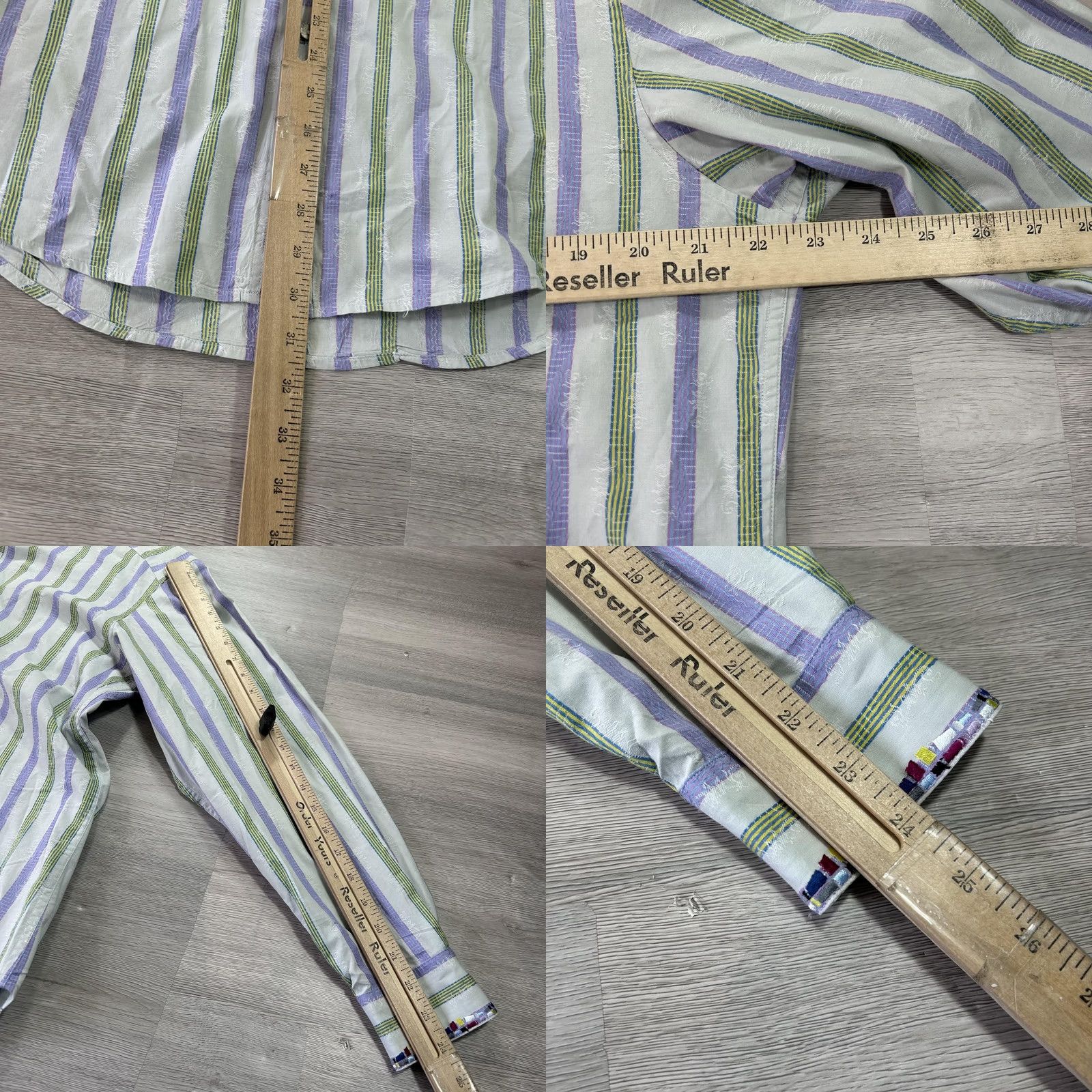 Robert Graham Robert Graham Shirt Mens M Green Purple Stripe Long Sleeve Button-Up Casual Size US M / EU 48-50 / 2 - 8 Thumbnail