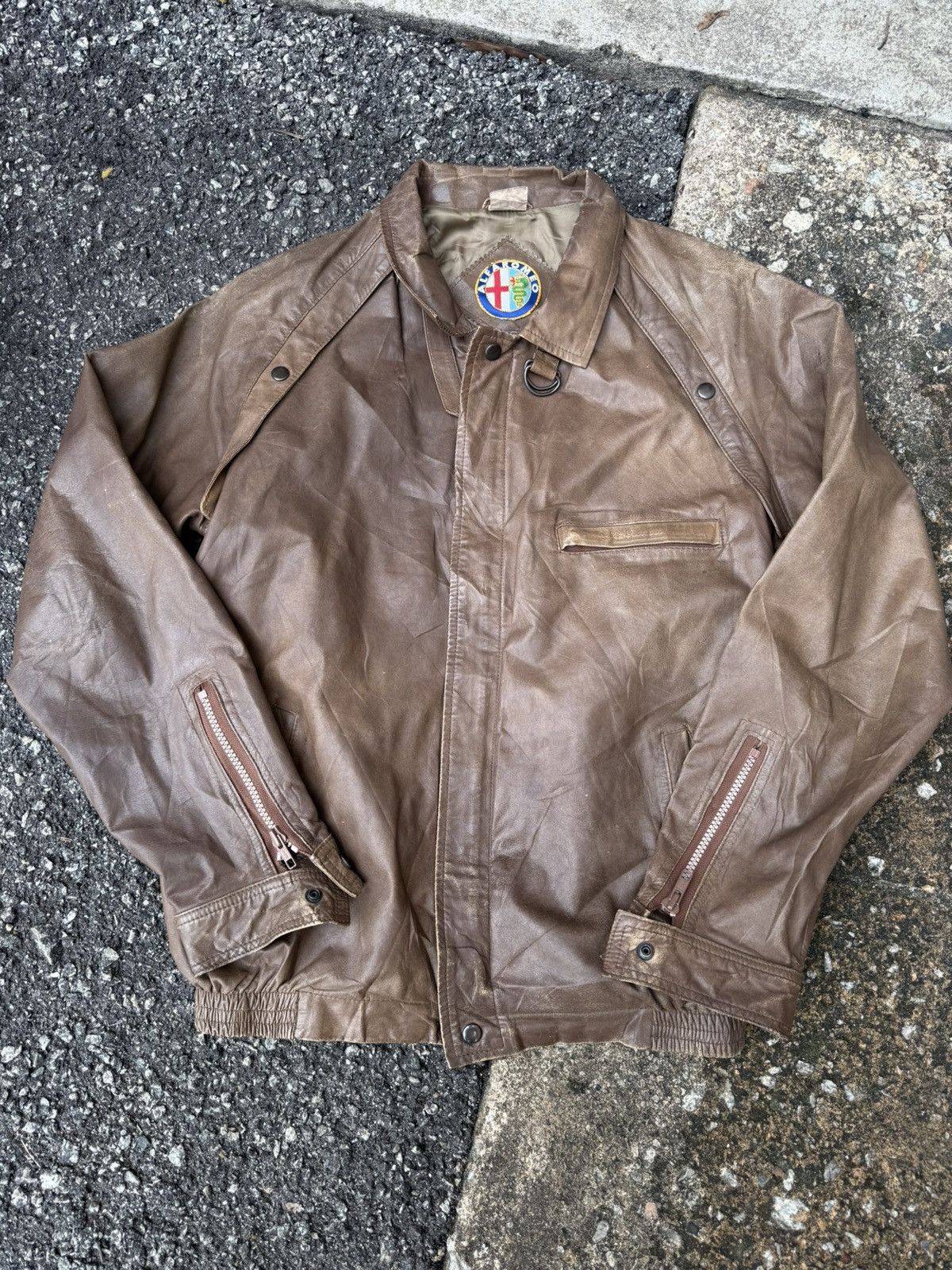 Genuine Leather ALFAROMEO VINTAGE LATHER JACKET Size US M / EU 48-50 / 2 - 1 Thumbnail