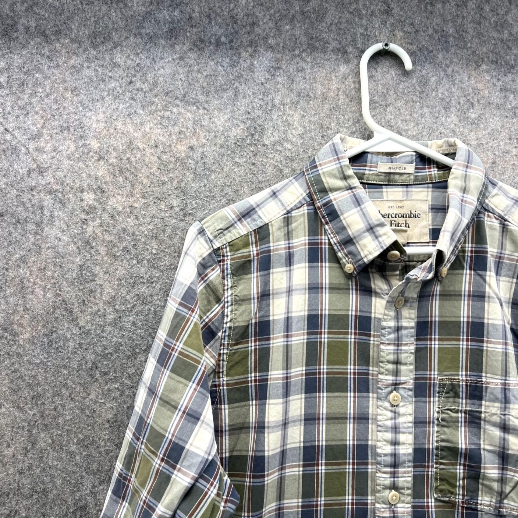 Abercrombie & Fitch Abercrombie & Fitch Shirt Mens Large Green Button-Down Plaid Flannel Size US L / EU 52-54 / 3 - 3 Thumbnail