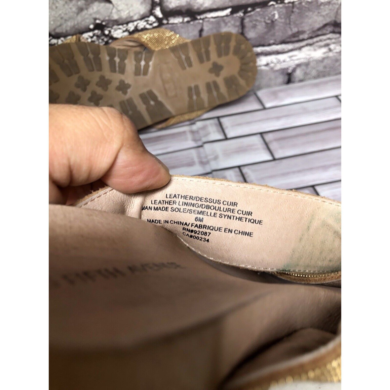 Saks Fifth Avenue Saks Fifth Avenue Tan Gold Beaded Slide Leather Casual Sanda Size US 6 / IT 36 - 7 Thumbnail