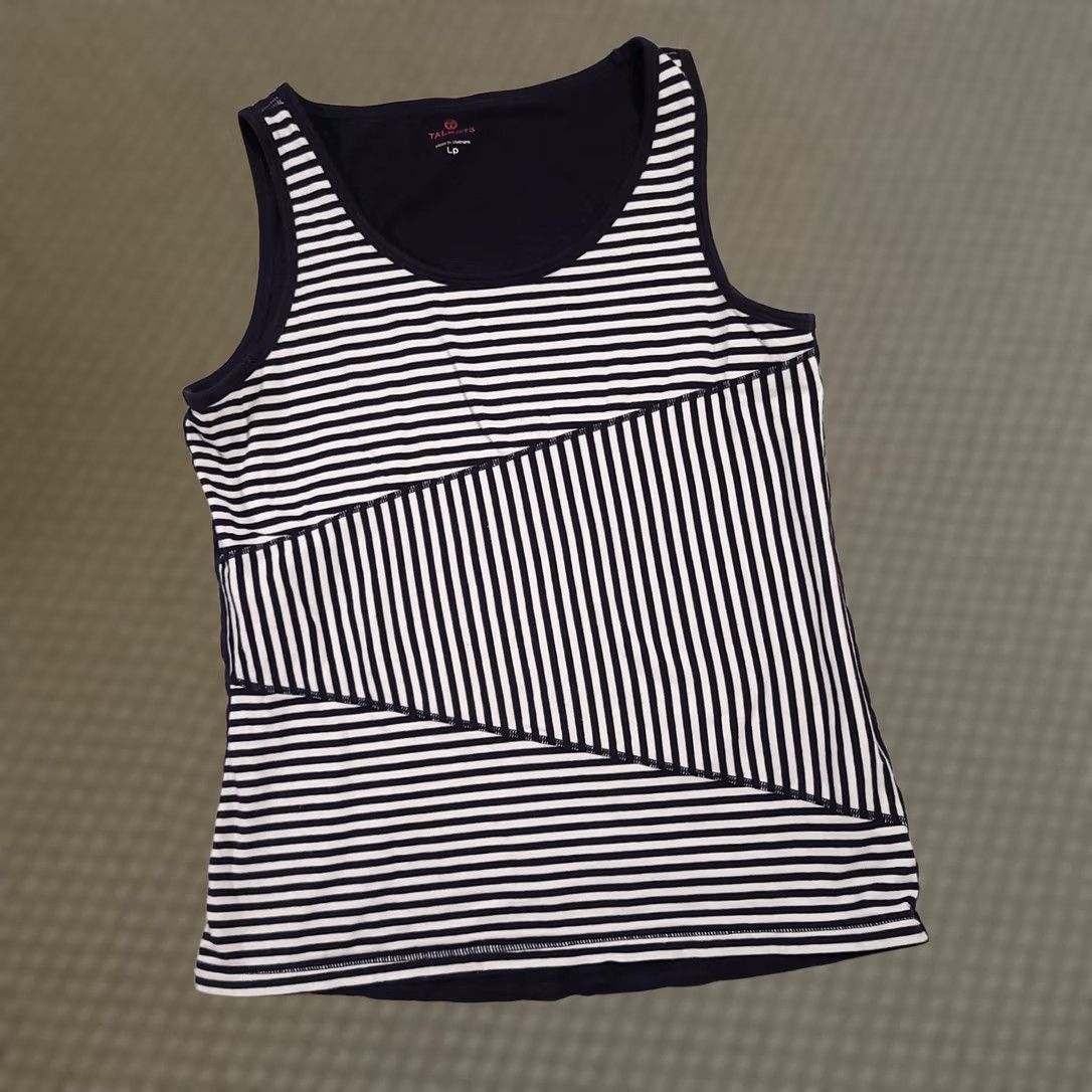 Talbots Talbots Shirt Women's Lp Petite Large Navy Blue Striped Sleeveless Tank Casual Shirt Size L / US 10 / IT 46 - 1 Thumbnail