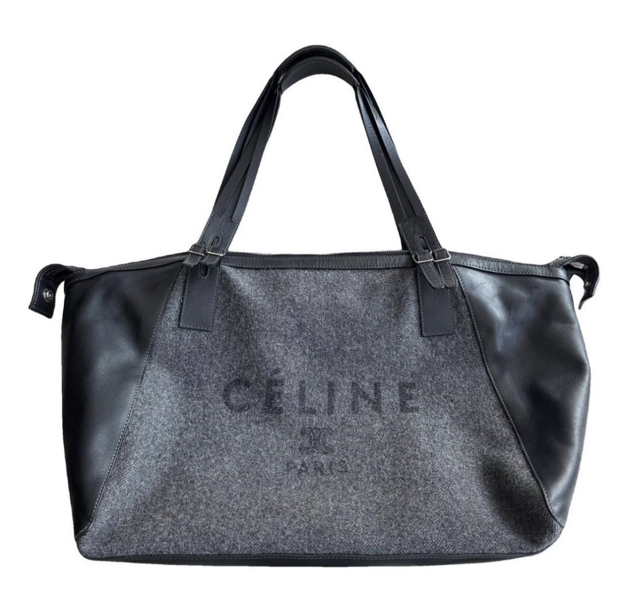 Celine Celine Wool and Leather tote bag with adjustable side Size ONE SIZE - 1 Thumbnail