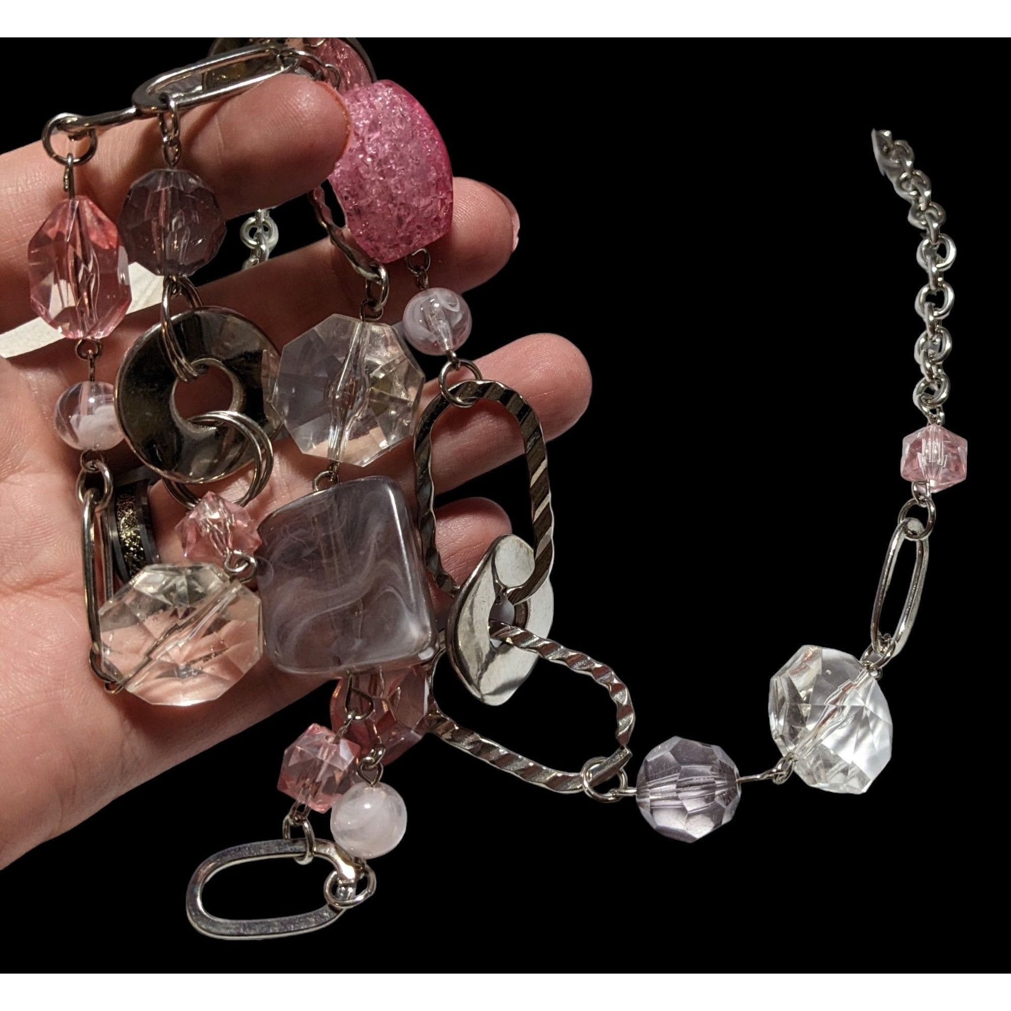 Other Pink And Silver Chunky Gemmed Statement Necklace Size ONE SIZE - 3 Thumbnail