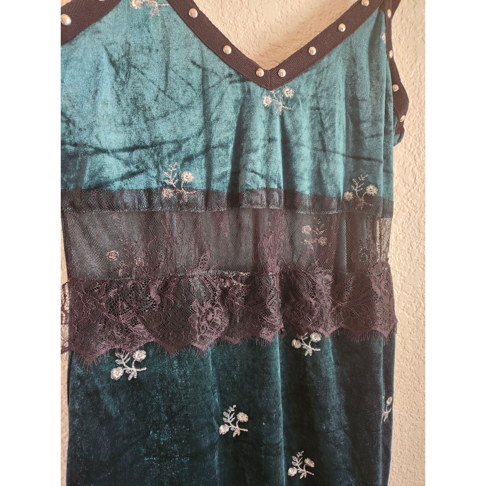 Zara Zara Y2k Suede Flower Embroidered Lace Forest Green Dress Size S / US 4 / IT 40 - 3 Thumbnail