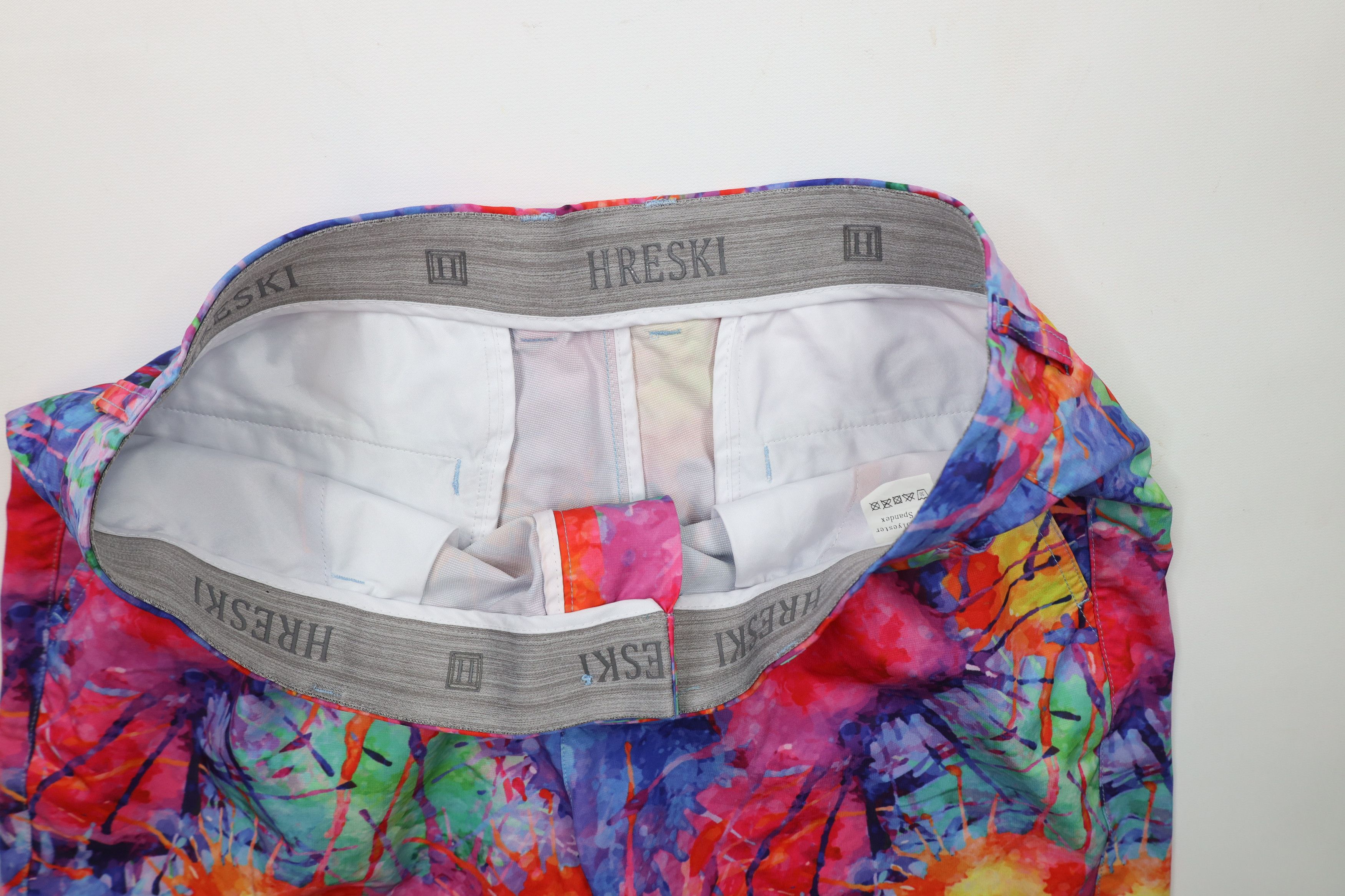 Vintage Hreski Golf Rainbow Paint Splatter Golfing Chino Shorts Size US 34 / EU 50 - 6 Thumbnail
