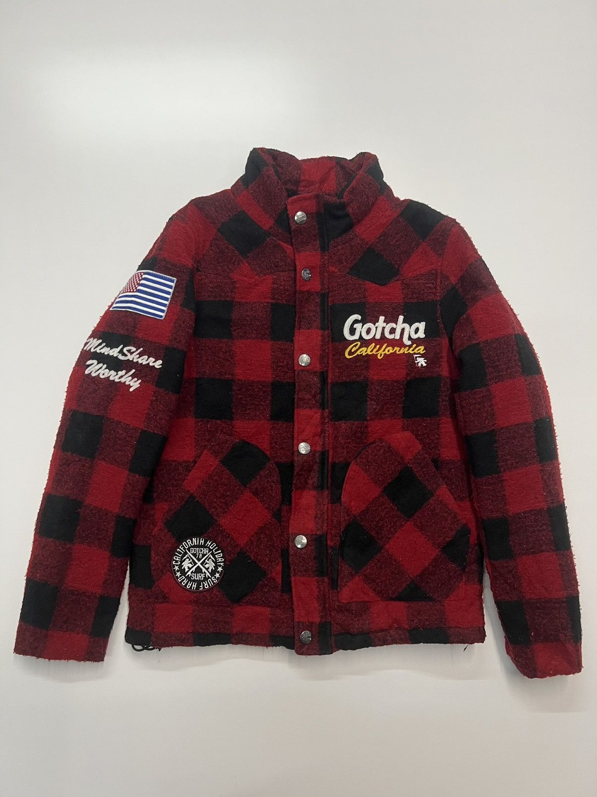 image of Gotcha California Tartan Jacket in Red, Women's (Size Medium)