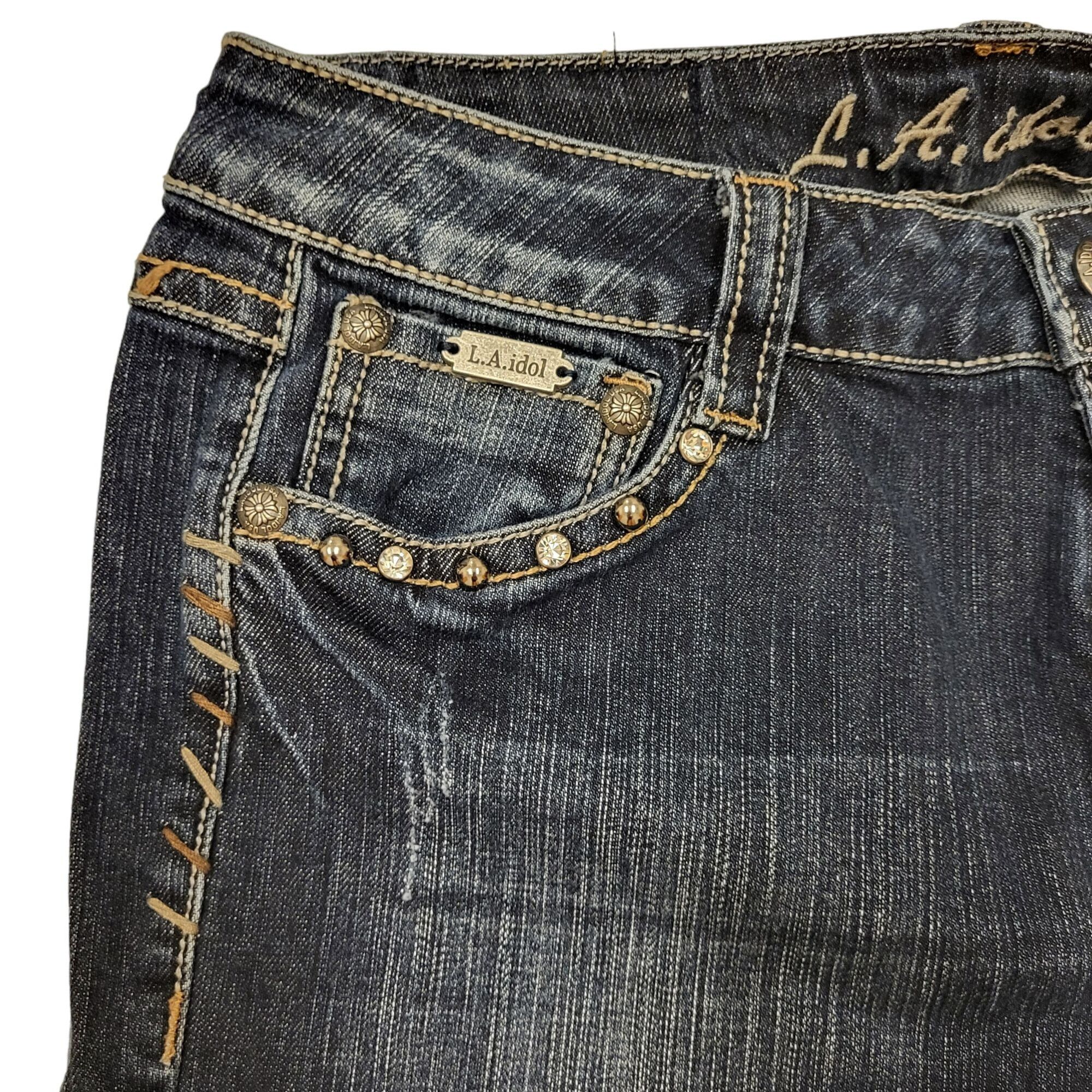 Other L.A. Idol USA Fashion Jeans Bootcut Blue Jeans Bling Embroid Size 32" / US 10 / IT 46 - 6 Thumbnail