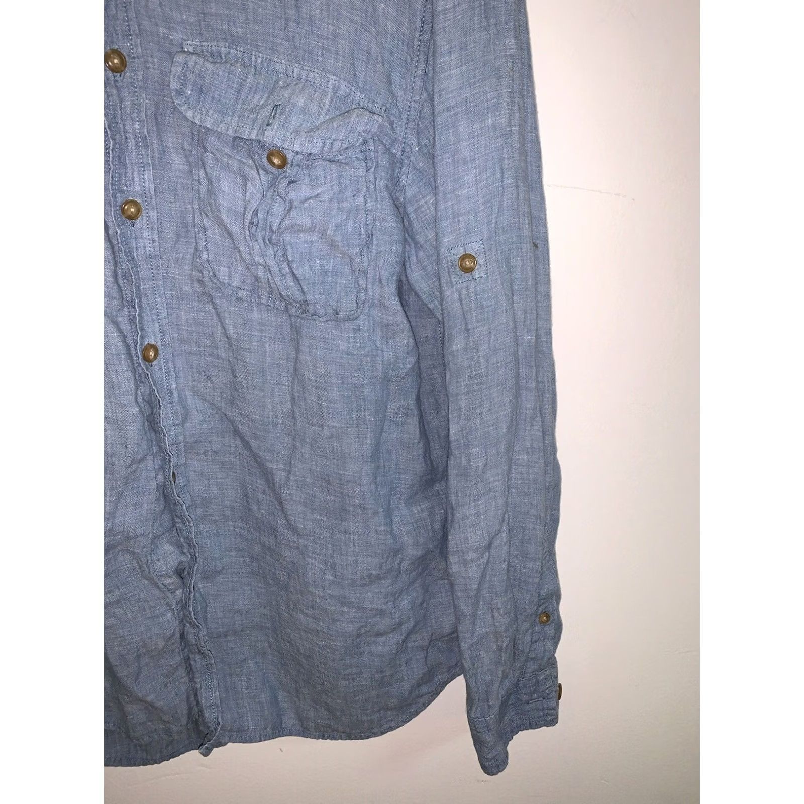 Lands' End Lands' End Denim Shirt Medium Blue Long Sleeve Button Down Size US M / EU 48-50 / 2 - 3 Thumbnail