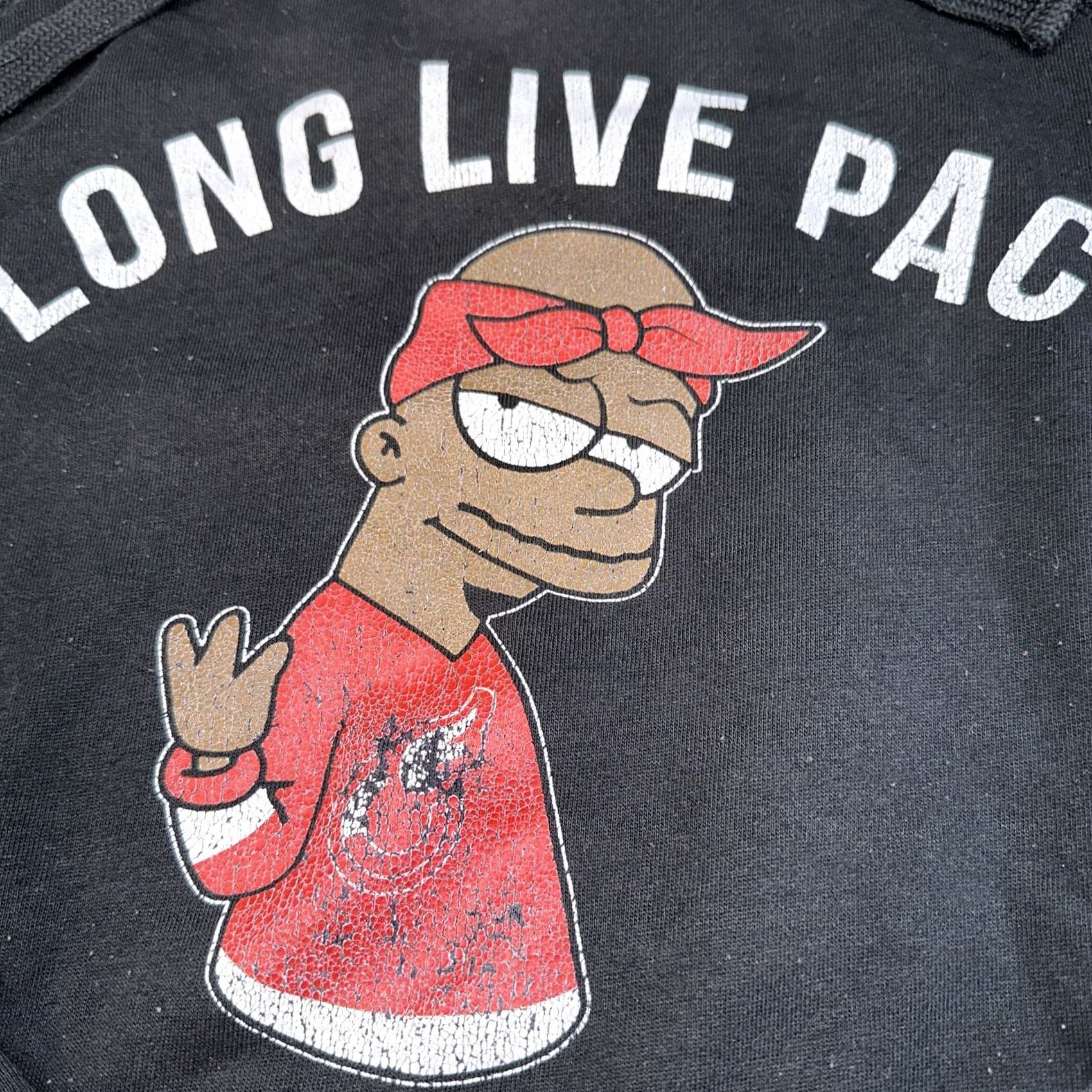 Vintage 2Pac Simpsons hoodie Men Medium Black Pullover M & M Shirt/Hoodie Size US M / EU 48-50 / 2 - 2 Thumbnail