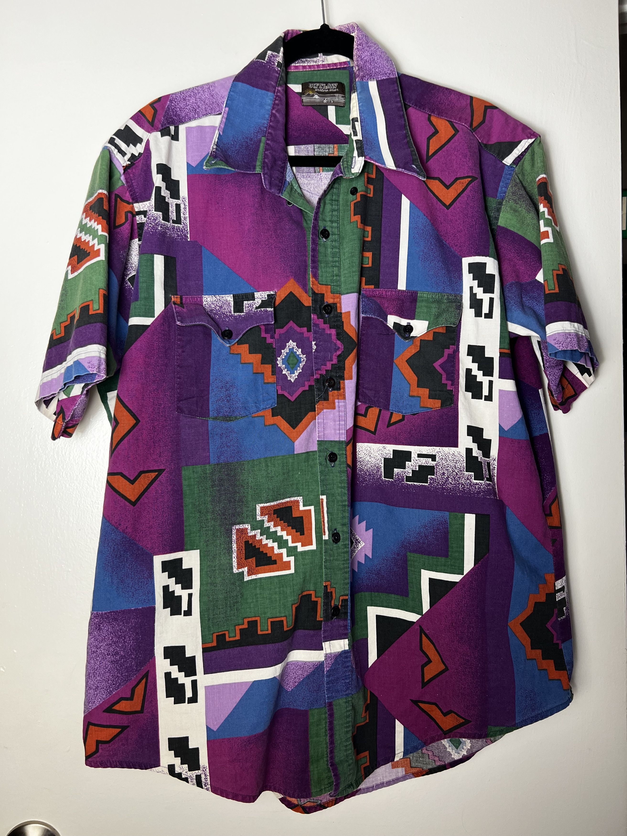 Vintage Vintage Outlaw Western Wear Native American Aztec Button Up Size US L / EU 52-54 / 3 - 11 Thumbnail
