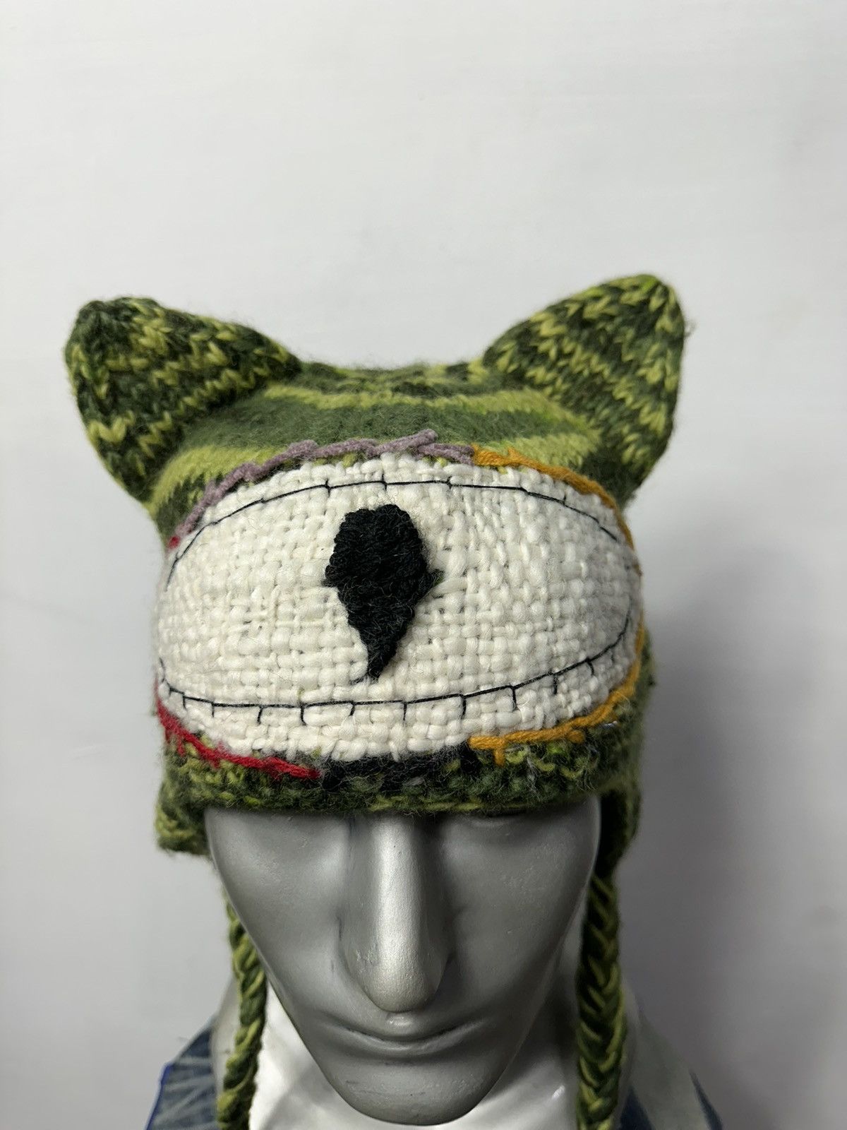 Handmade Custom Made Art Knitted Eye Devil Horn Beanie Hats Size ONE SIZE - 2 Thumbnail