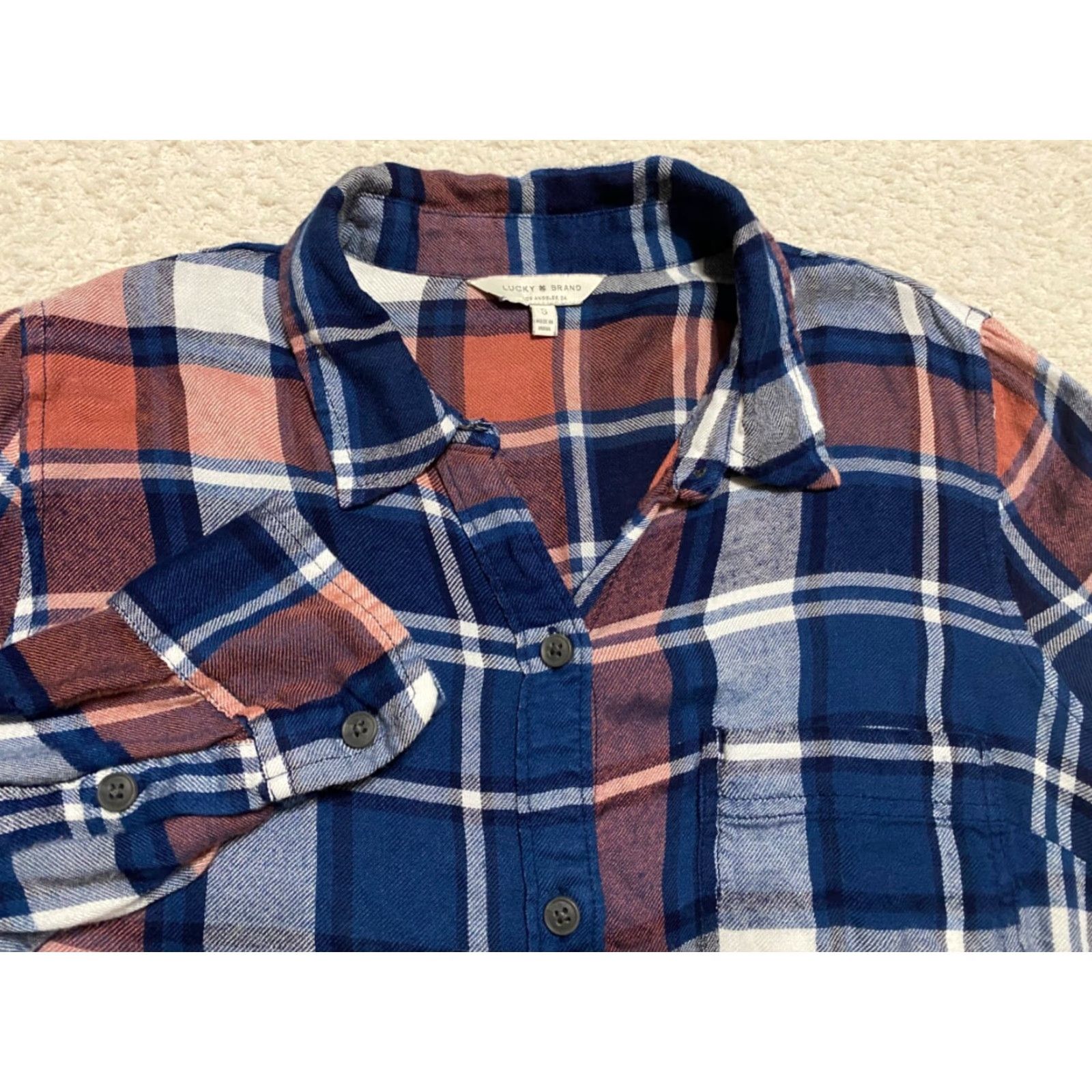 Lucky Brand Lucky Brand Womens Shirt Small Casual Long Sleeve Button-Front Multicolor Plaid Check Size S / US 4 / IT 40 - 2 Thumbnail