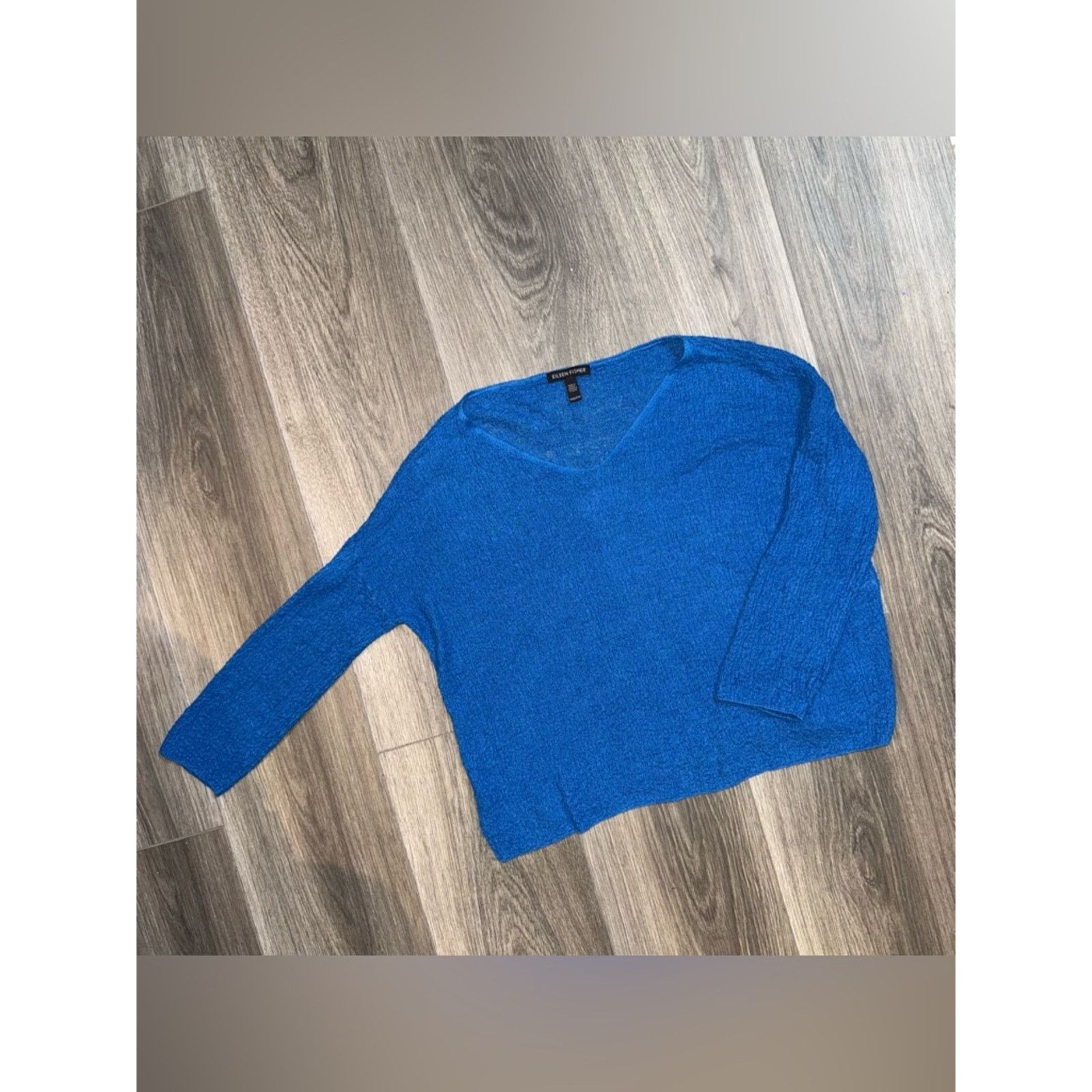 Eileen Fisher Eileen Fisher Organic Linen Blue Top Size XXS 3/4 Sleeves Size XXS / US 00 / IT 34 - 1 Thumbnail