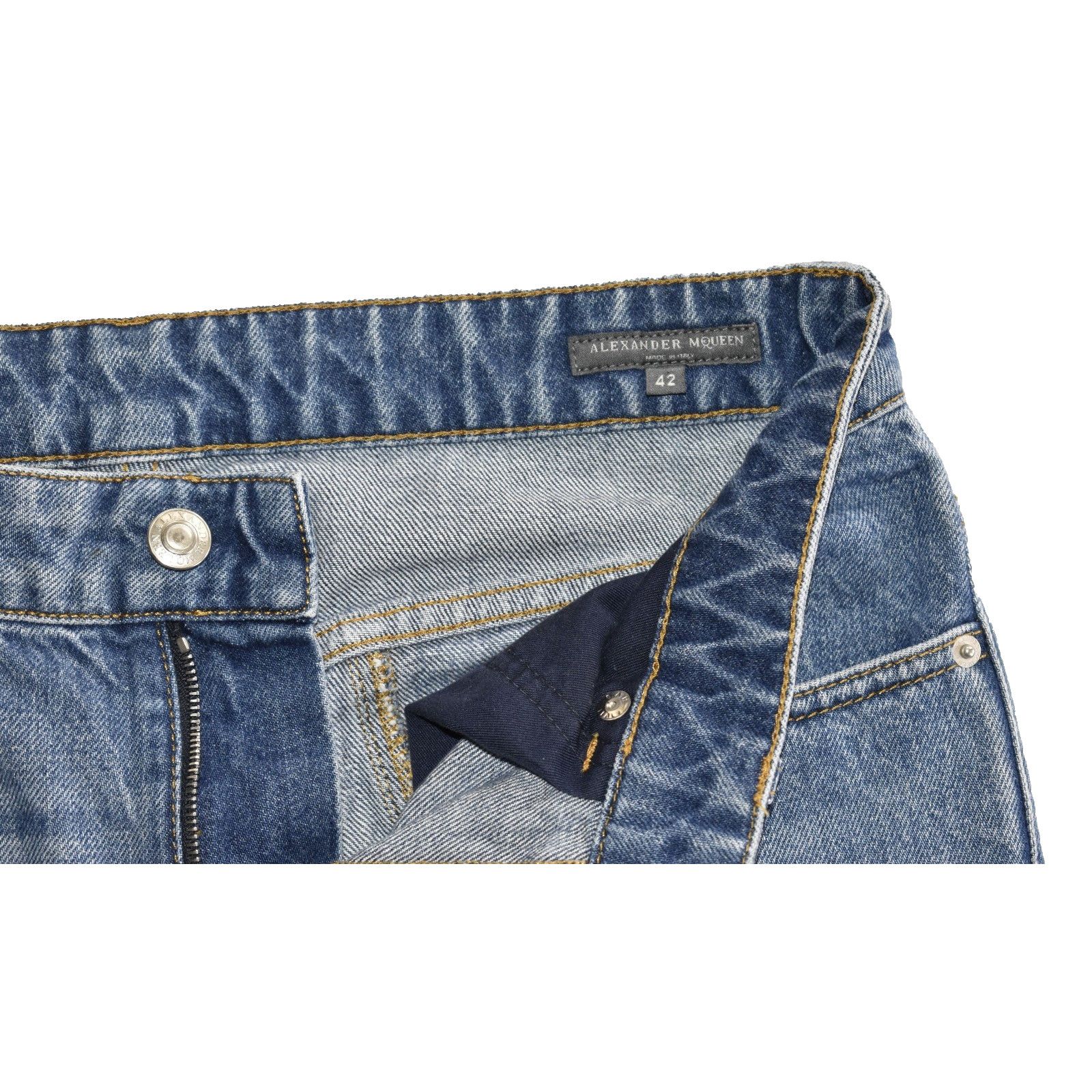 Alexander McQueen ALEXANDER McQUEEN 2 Tone Panel Embroidered Logo Jeans Sz 42 Size 28" / US 6 / IT 42 - 5 Thumbnail