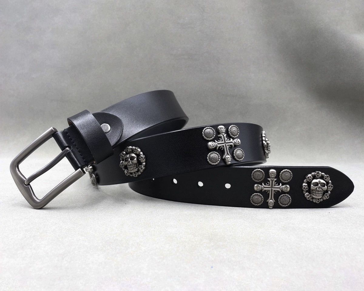 Japanese Brand × Vintage Retro punk skull studded rivet leather belt Size ONE SIZE - 2 Thumbnail