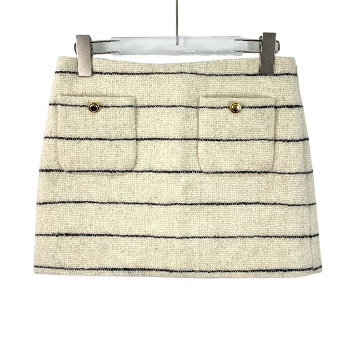 Miu Miu MiuMiu Striped Letter Embroidered Woven Wool Skirt K26WX Size 26" / US 2 / IT 38 - 1 Thumbnail
