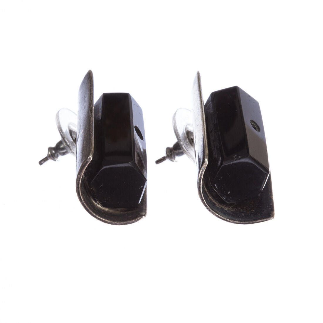 Handmade Sterling Silver Mexican Black Onyx Earrings Size ONE SIZE - 4 Thumbnail