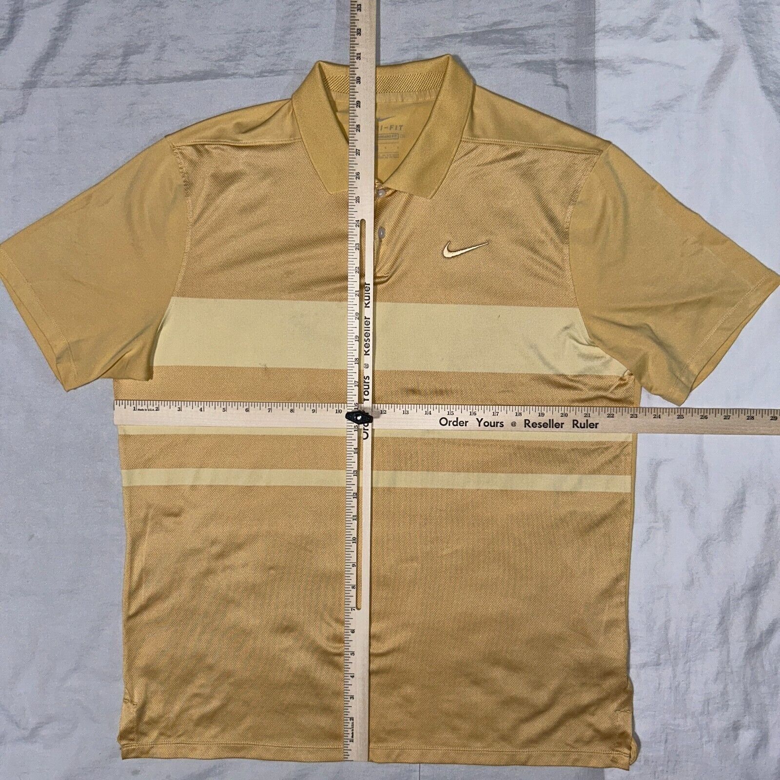 Nike Nike Dri-Fit Golden Yellow Striped Athletic Collared Polo Sh Size US L / EU 52-54 / 3 - 6 Thumbnail
