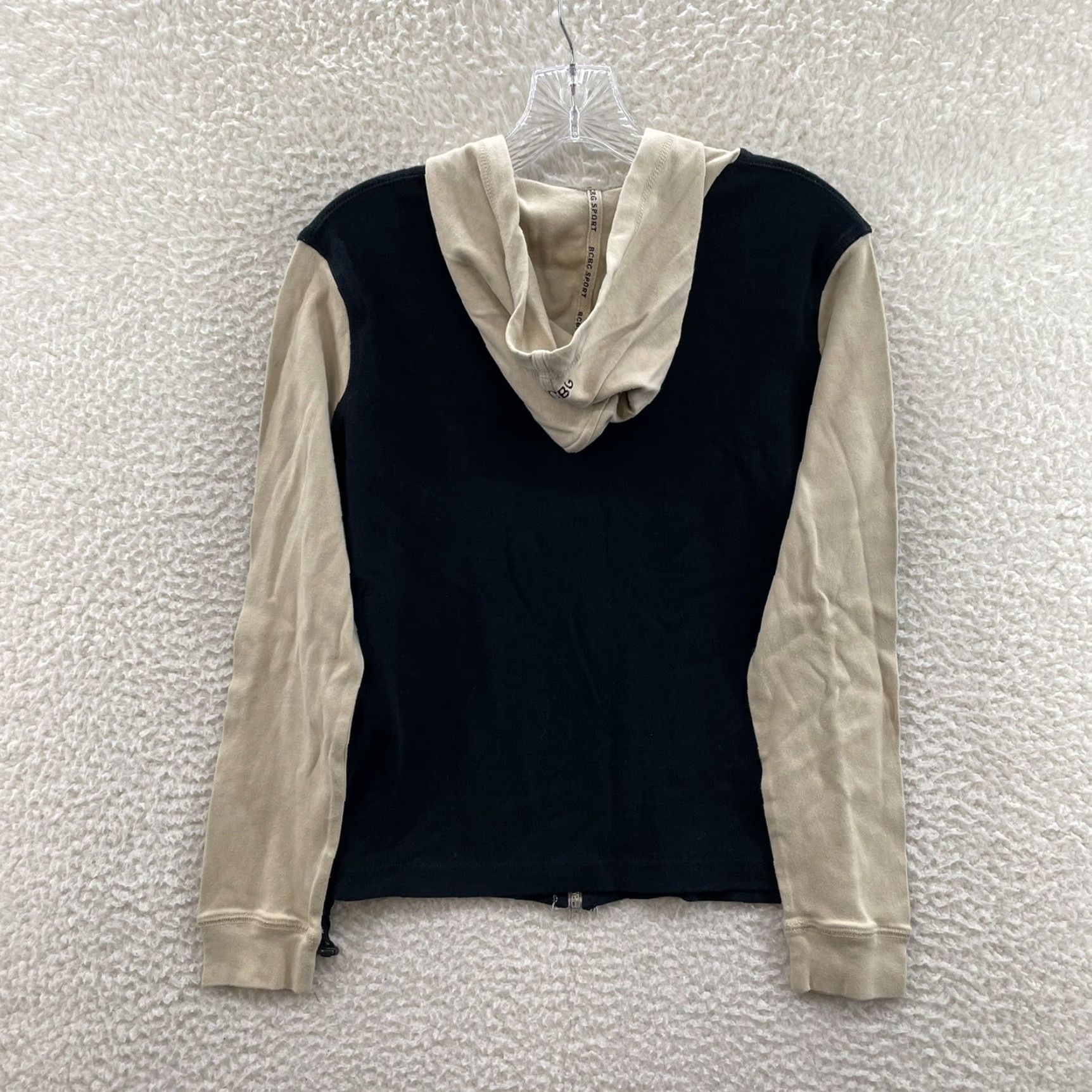 Bcbgmaxazria VINTAGE BCBGMAXAZRIA Track Jacket Hoodie L Black Beige Logo Sporty Women Hoodie Regular Knit Size L / US 10 / IT 46 - 2 Thumbnail