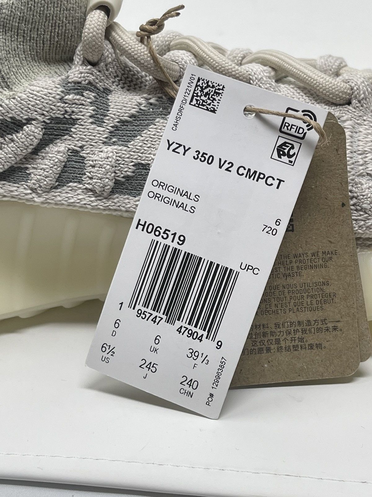 Adidas × Yeezy DEADSTOCK Yeezy 350 V2 CMPCT Slate Bone Size 6.5 Size US 6.5 / EU 39-40 - 10 Thumbnail