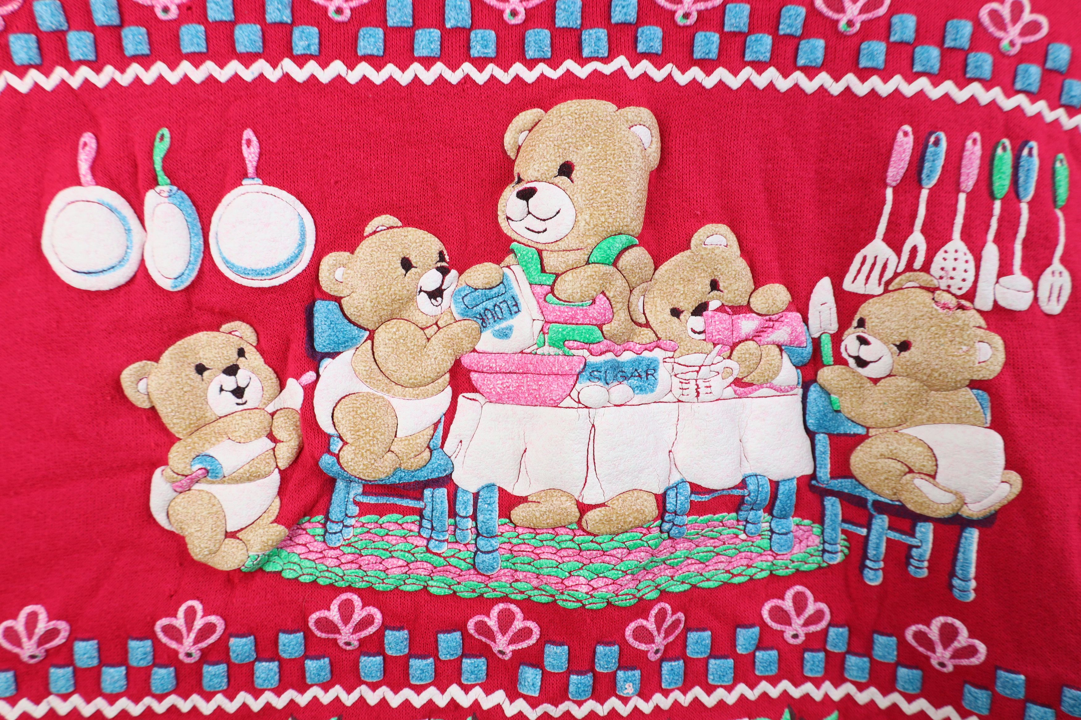 Vintage Vintage 90s Over Print Mama Bear Cooking Flower Sweatshirt Size 3XL / US 20-22 - 5 Thumbnail