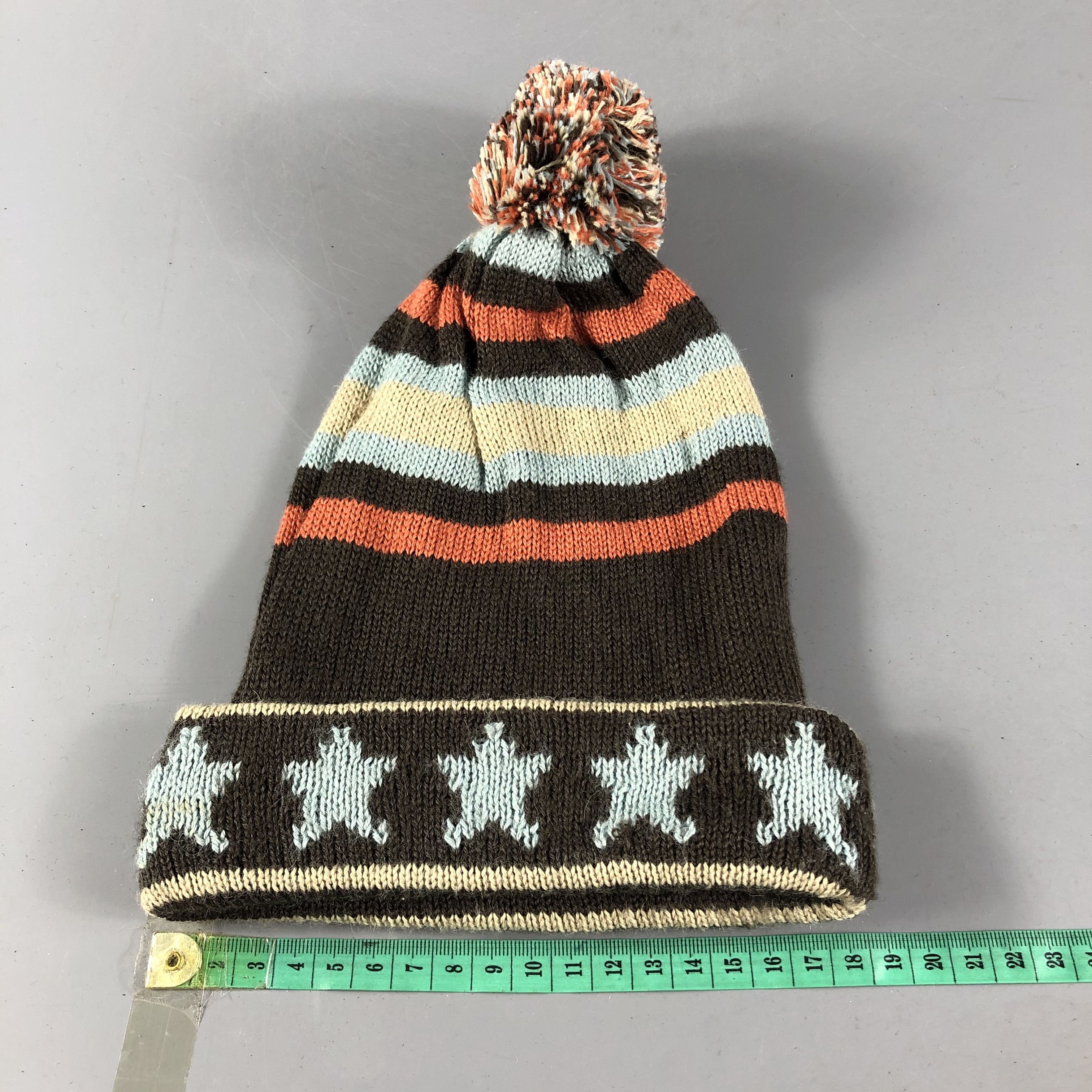 Vintage F.O Kids Striped Bobble Beanie Snowcap Snow Hat B647 Size ONE SIZE - 3 Thumbnail