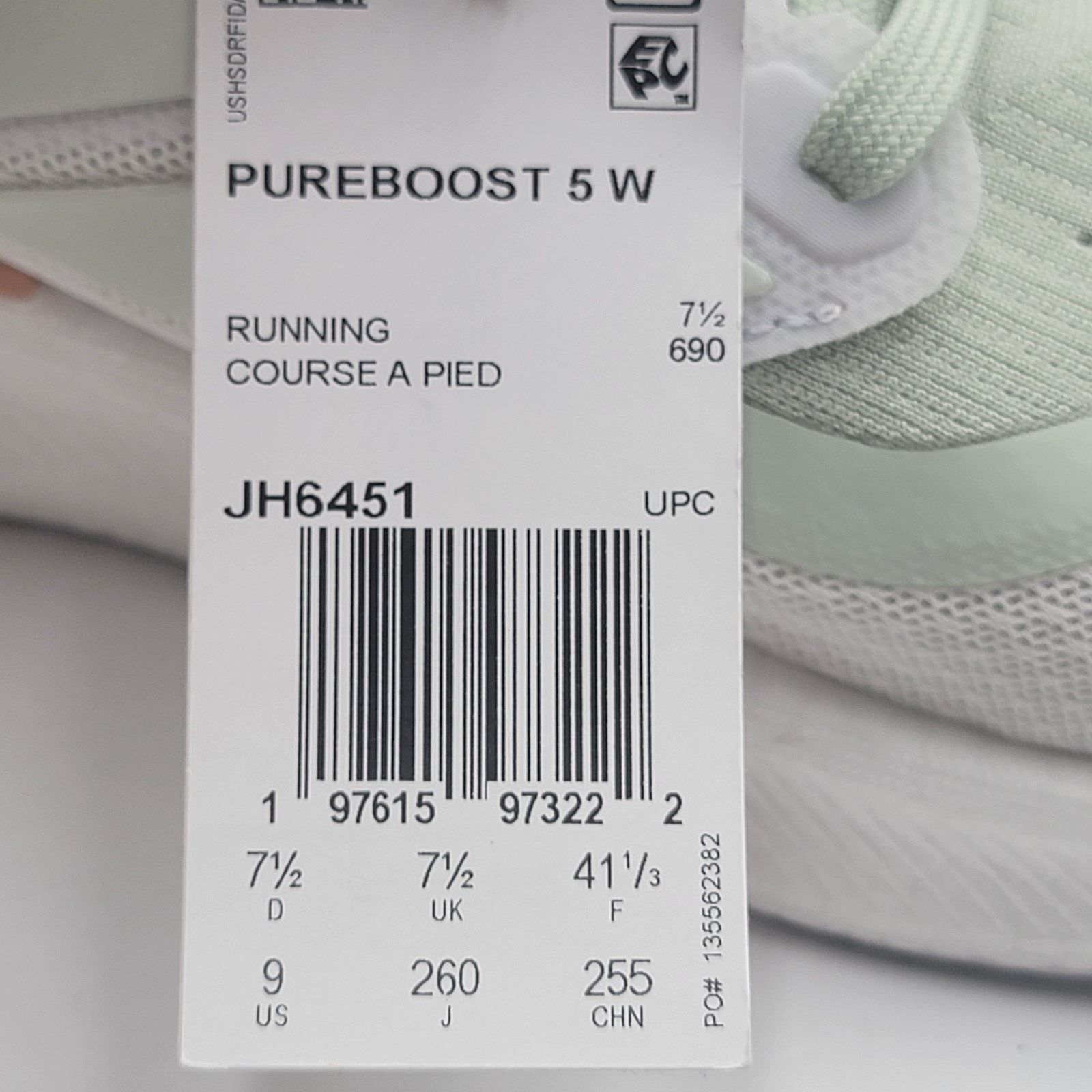 Adidas Wmns Adidas PureBoost 5 Sz 9 Running Linen Green Coral Size US 9 / IT 39 - 6 Thumbnail