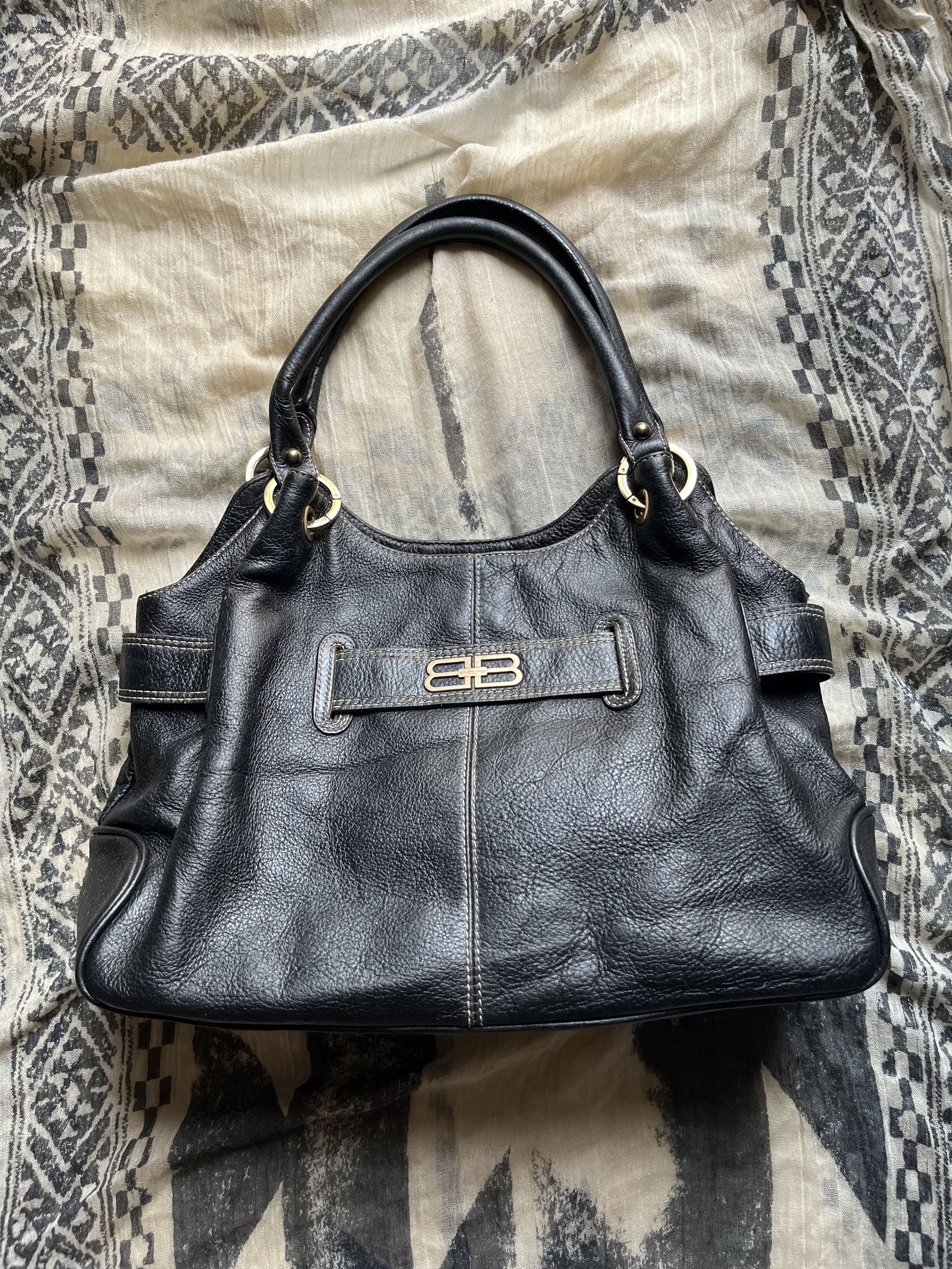 Vintage Balenciaga Bb Leather Bag in Black, Women's
