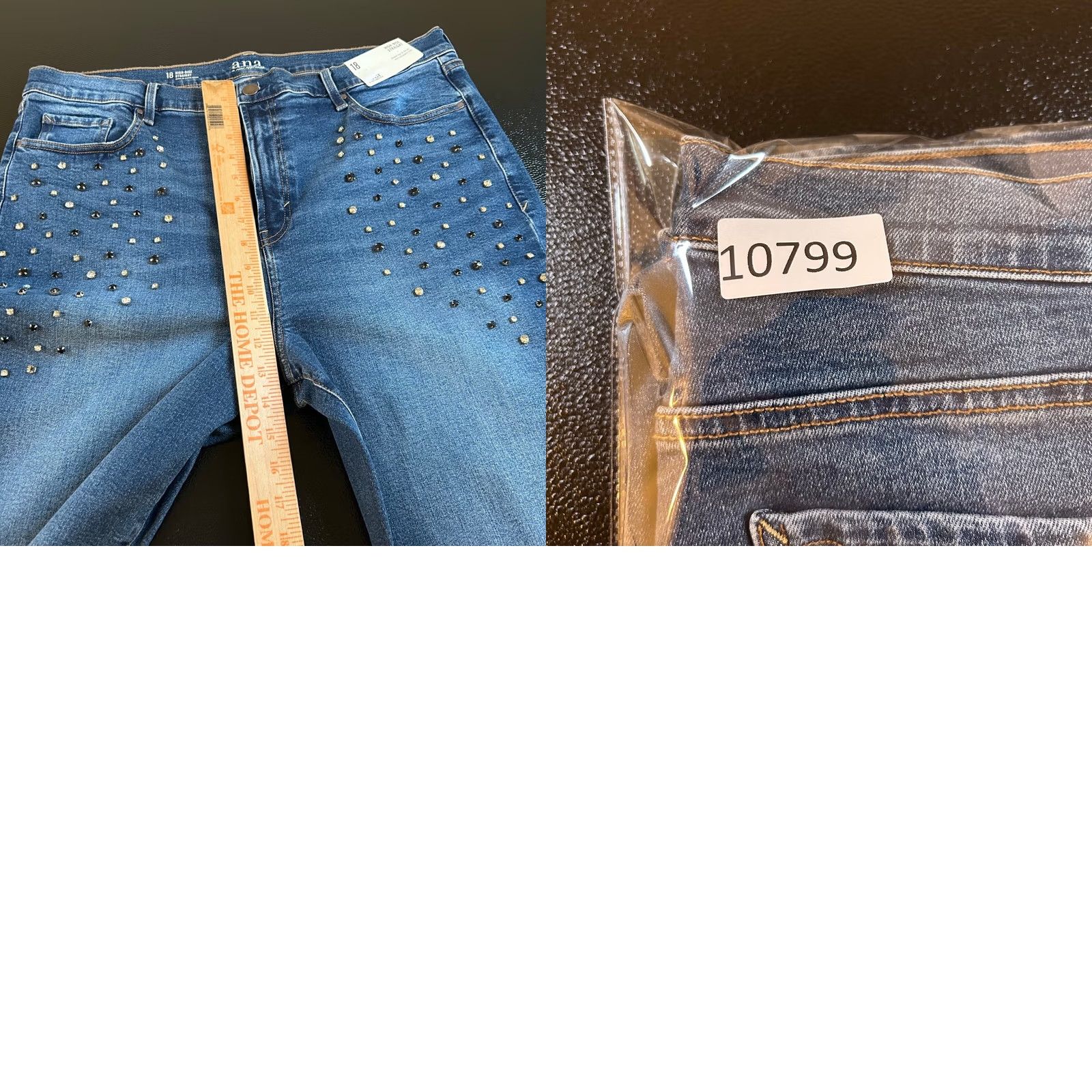 Vintage VINTAGE ANA High Rise Straight Jeans Embellished Rhinestone Denim Pants Womens 18 NWT Size 40" / US 18 - 9 Thumbnail