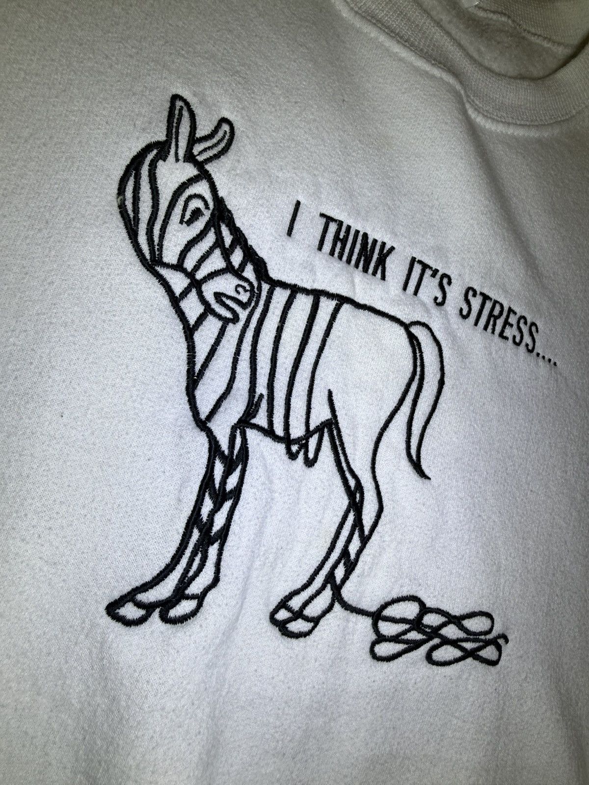 Jerzees White Fleece I Think Its Stress Zebra Crewneck Sweatshirt XL Size US XL / EU 56 / 4 - 3 Thumbnail
