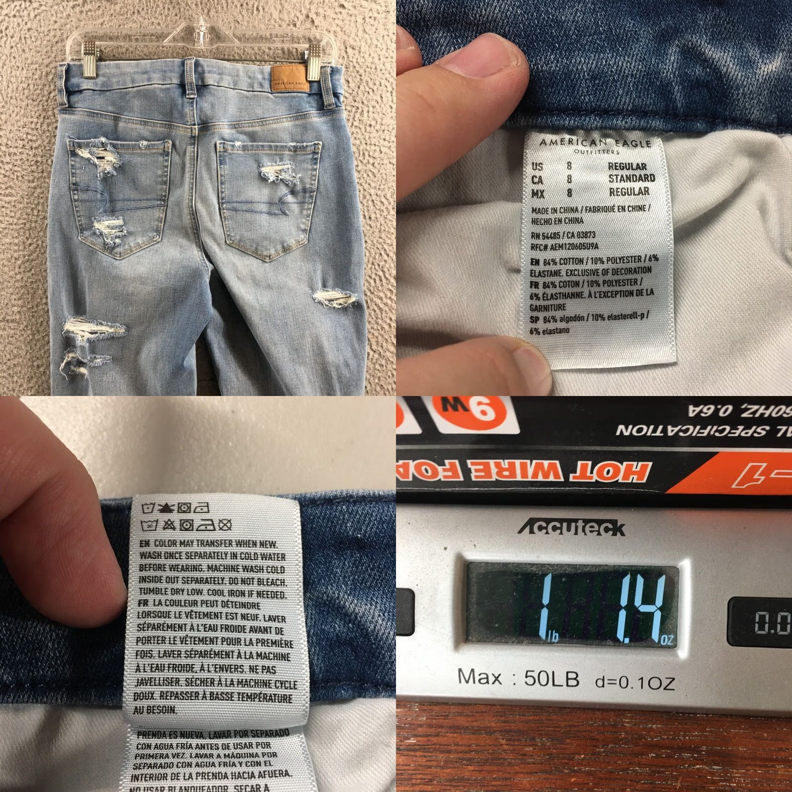 American Eagle Outfitters American Eagle Outfitters Skinny Jeans Womens 8 Blue Denim Mid Rise Distressed Zip Fly Size 30" / US 8 / IT 44 - 10 Thumbnail