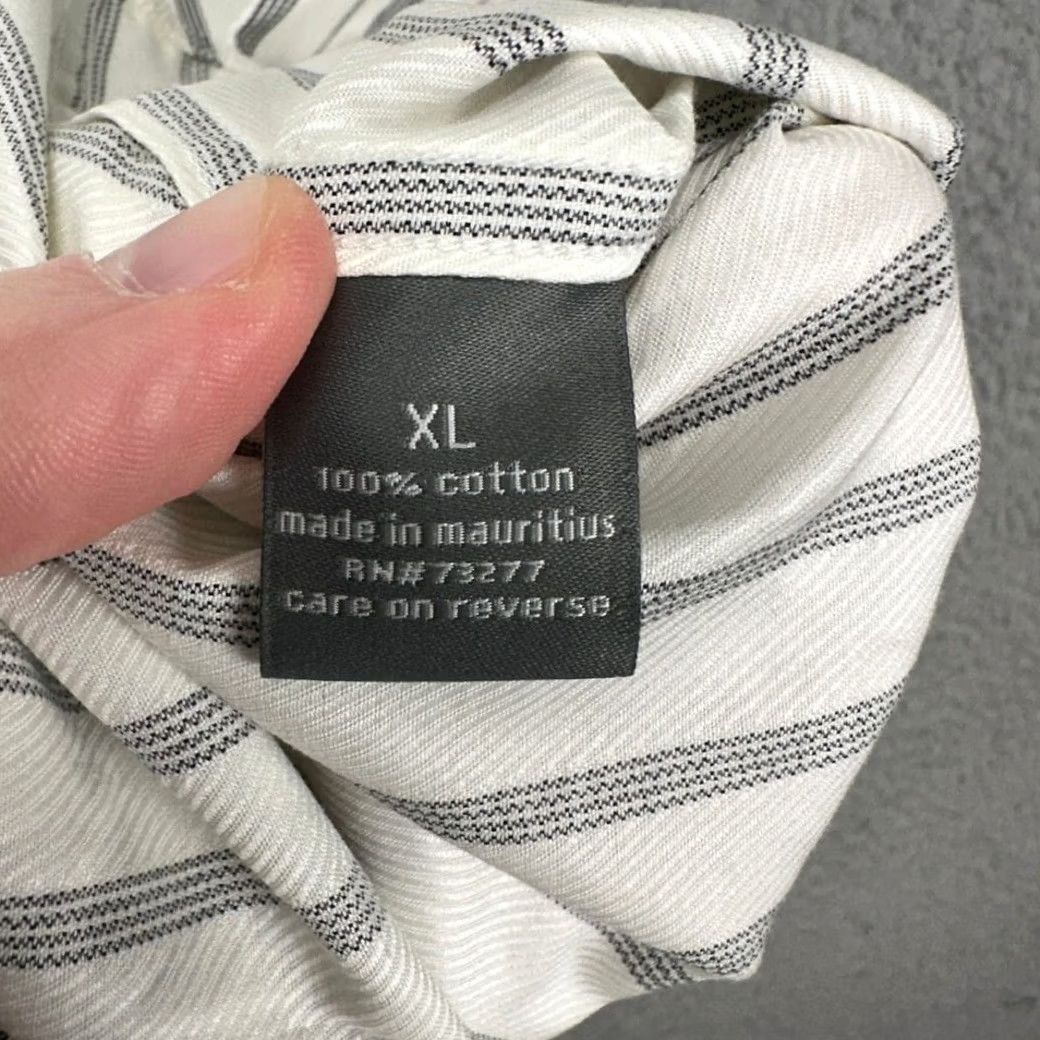 Apt. 9 Apt. 9 Button Up Shirt Mens XL Cream Black Stripe Casual Long Sleeve 100% Cotton Size US XL / EU 56 / 4 - 5 Thumbnail