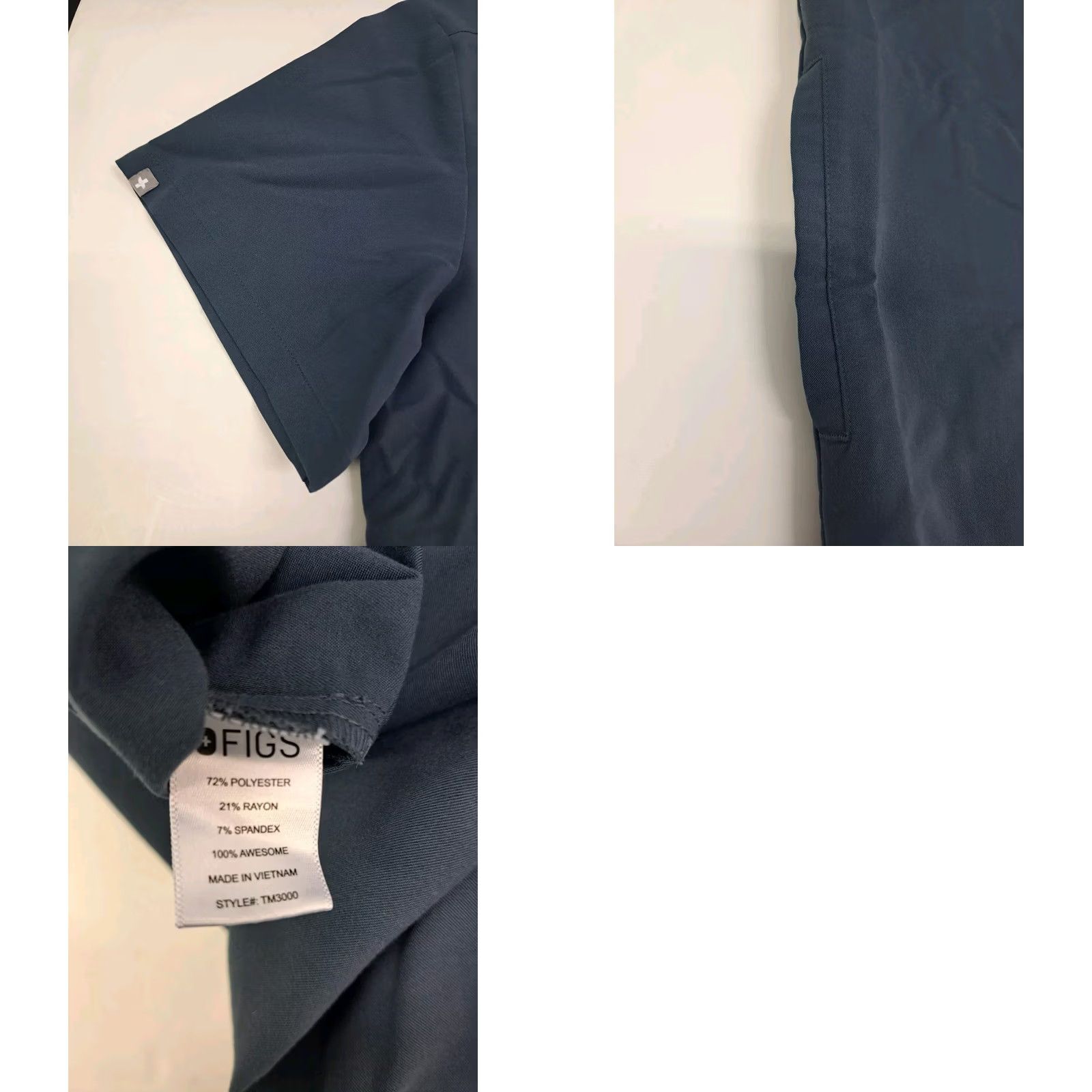 Vintage Figs Mens Scrub Top Technical Collection Large Bluish/Grey Pockets V Neck TM3000 #5906 Mens Size L Size US L / EU 52-54 / 3 - 8 Thumbnail