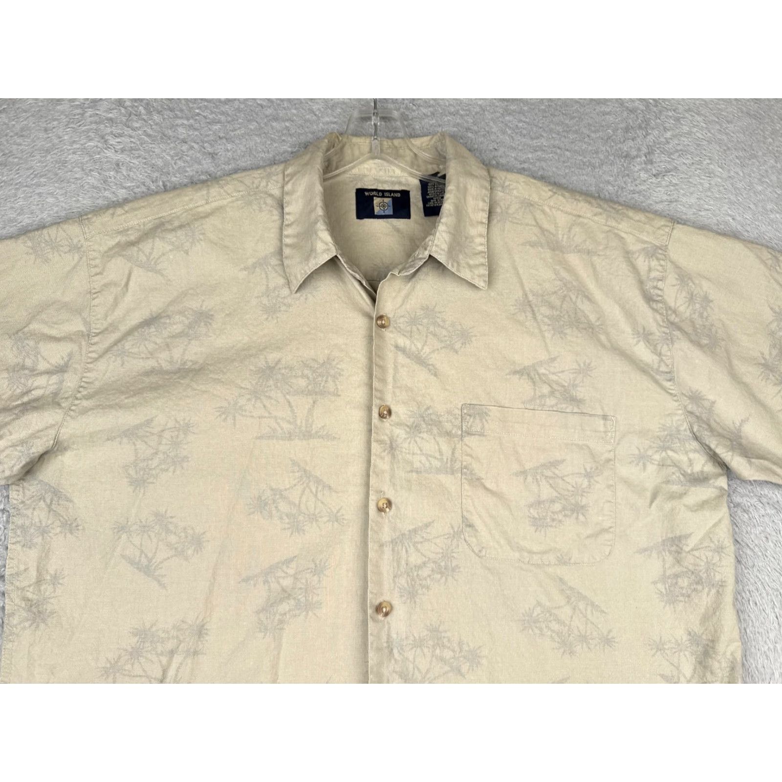 Vintage VINTAGE World Island Shirt Men XL Beige Palm Tree Button Hawaiian 100% Cotton Size US XL / EU 56 / 4 - 4 Thumbnail
