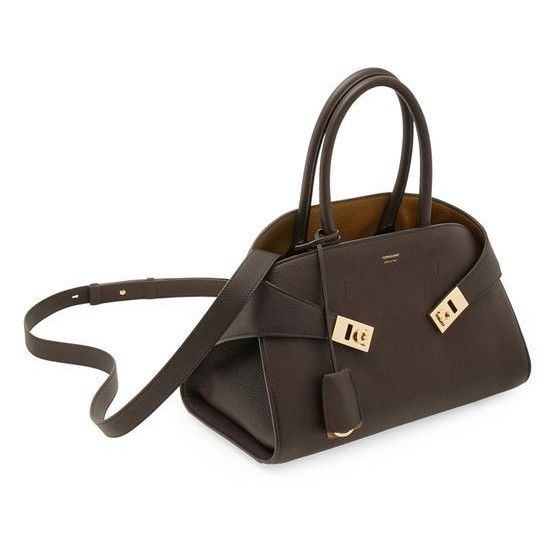 Salvatore Ferragamo FERRAGAMO Hug Medium Testa Di Moro/Burnt Ocra Top Handle Bag Size ONE SIZE - 2 Thumbnail