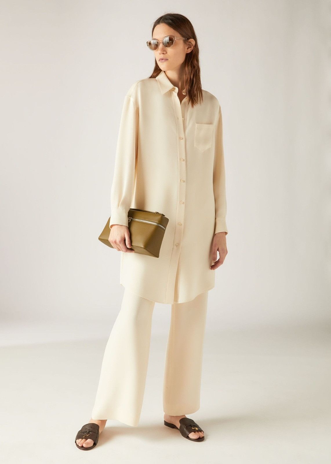 Loro Piana o1srvl11e0824 Yara Matt Silk Mini Dress in Cream Size S / US 4 / IT 40 - 4 Thumbnail