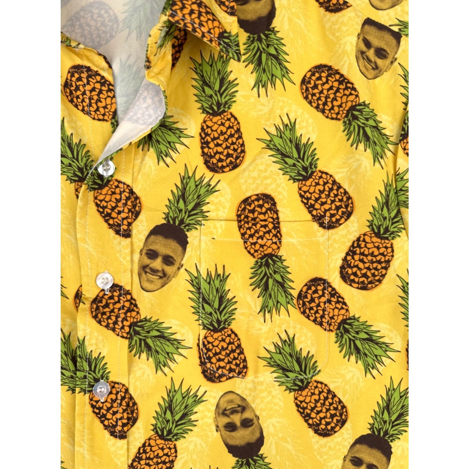 Vintage Lgnd Shirt Men 2XL XXL Yellow Pineapples Faces AOP Hawaiian Cotton Blend Polyester Blend Button-Up Casual Size US XXL / EU 58 / 5 - 6 Thumbnail