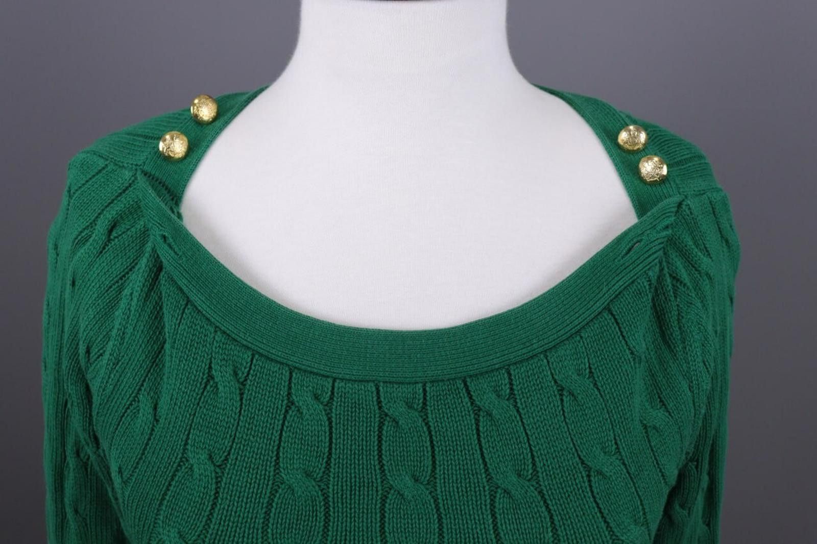 Lauren Ralph Lauren Green Rare Cable Knit Sweater Size XS