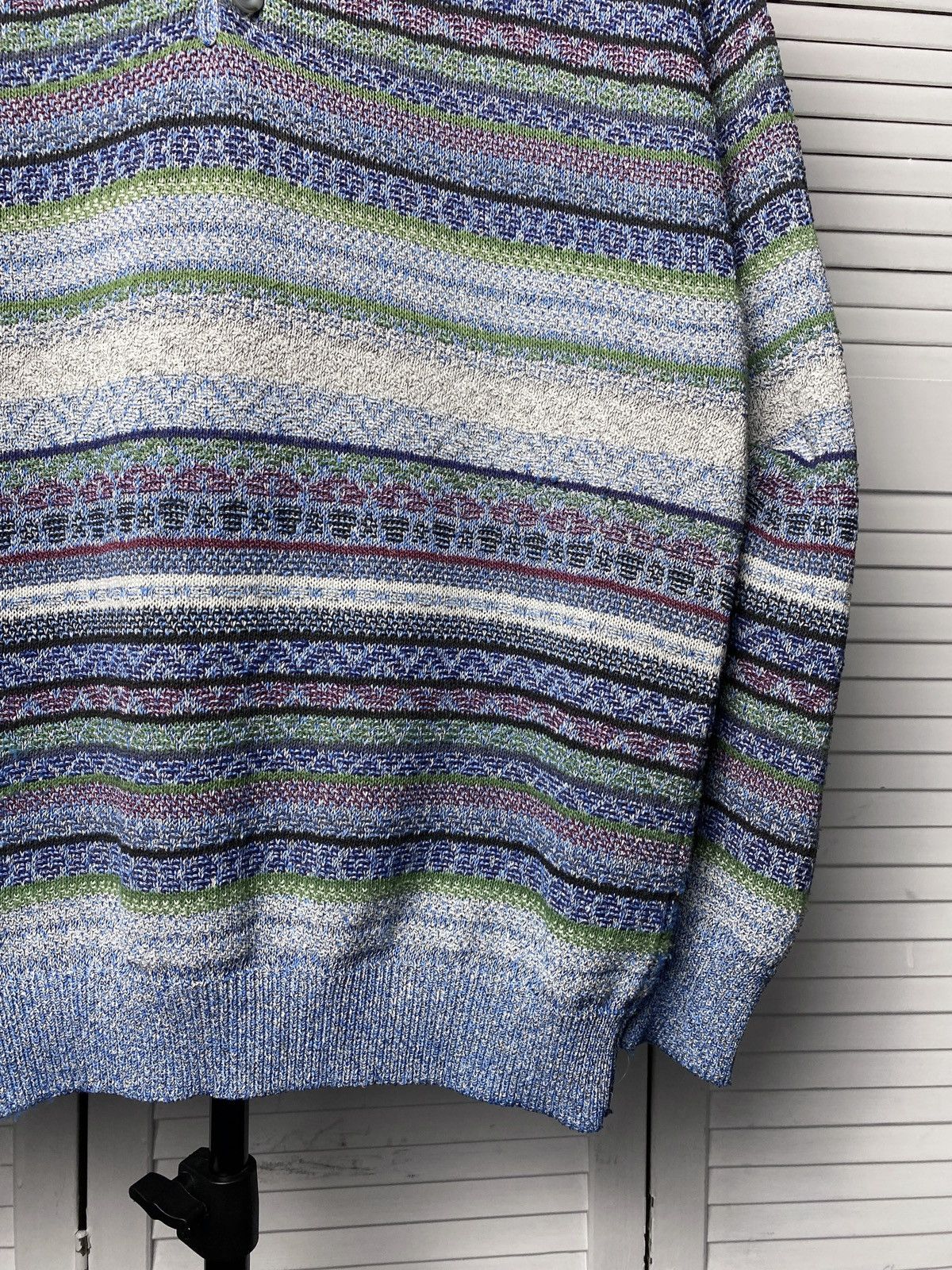 Coogi × Japanese Brand Vintage 80s Coogi Style Striped Knit Polo Neck Sweater Size US M / EU 48-50 / 2 - 7 Thumbnail