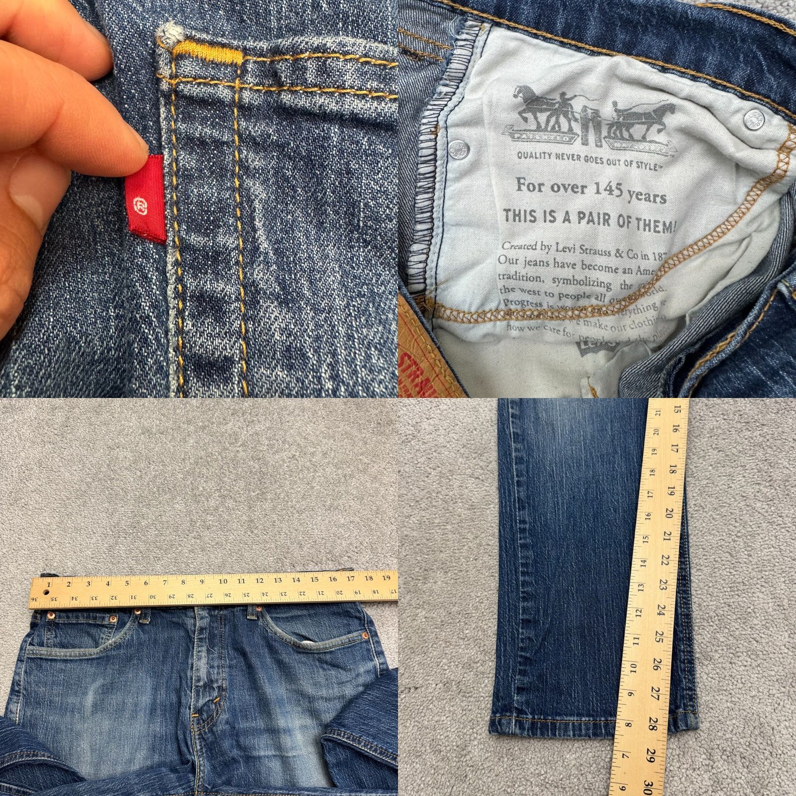 Levi's VINTAGE Levis 541 Athletic Fit Denim Jeans Mens 35x28 Blue Cotton Stretch Jeans Pants Size US 35 - 8 Thumbnail
