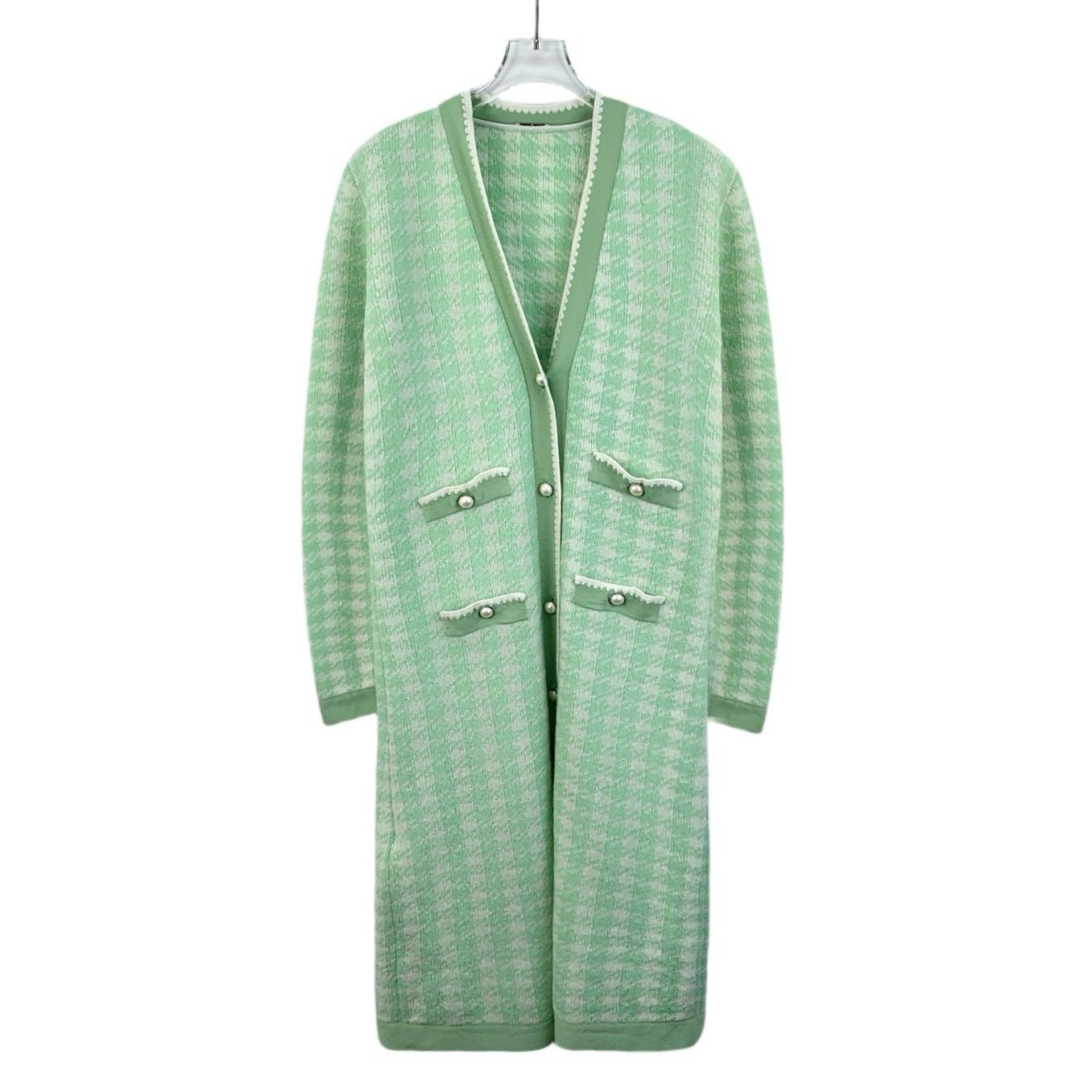 Miu Miu Miu Miu Green Checkered Knitted Cardigan Jacket With Pearl D Size M / US 6-8 / IT 42-44 - 1 Thumbnail