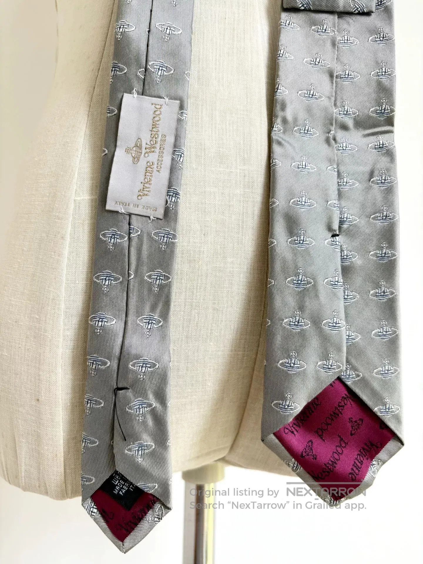 Vivienne Westwood vivienne westwood silver embroidered necktie. Size ONE SIZE - 8 Thumbnail