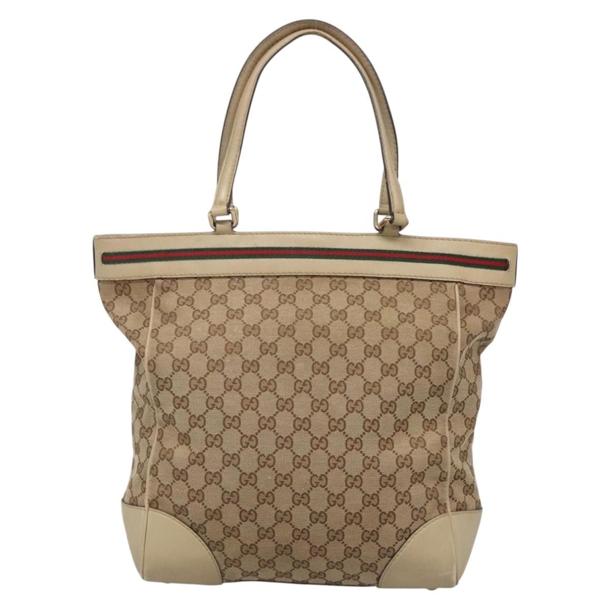 Gucci GUCCI GG Canvas Web Sherry Line Tote Bag Beige Gold Size ONE SIZE - 3 Thumbnail