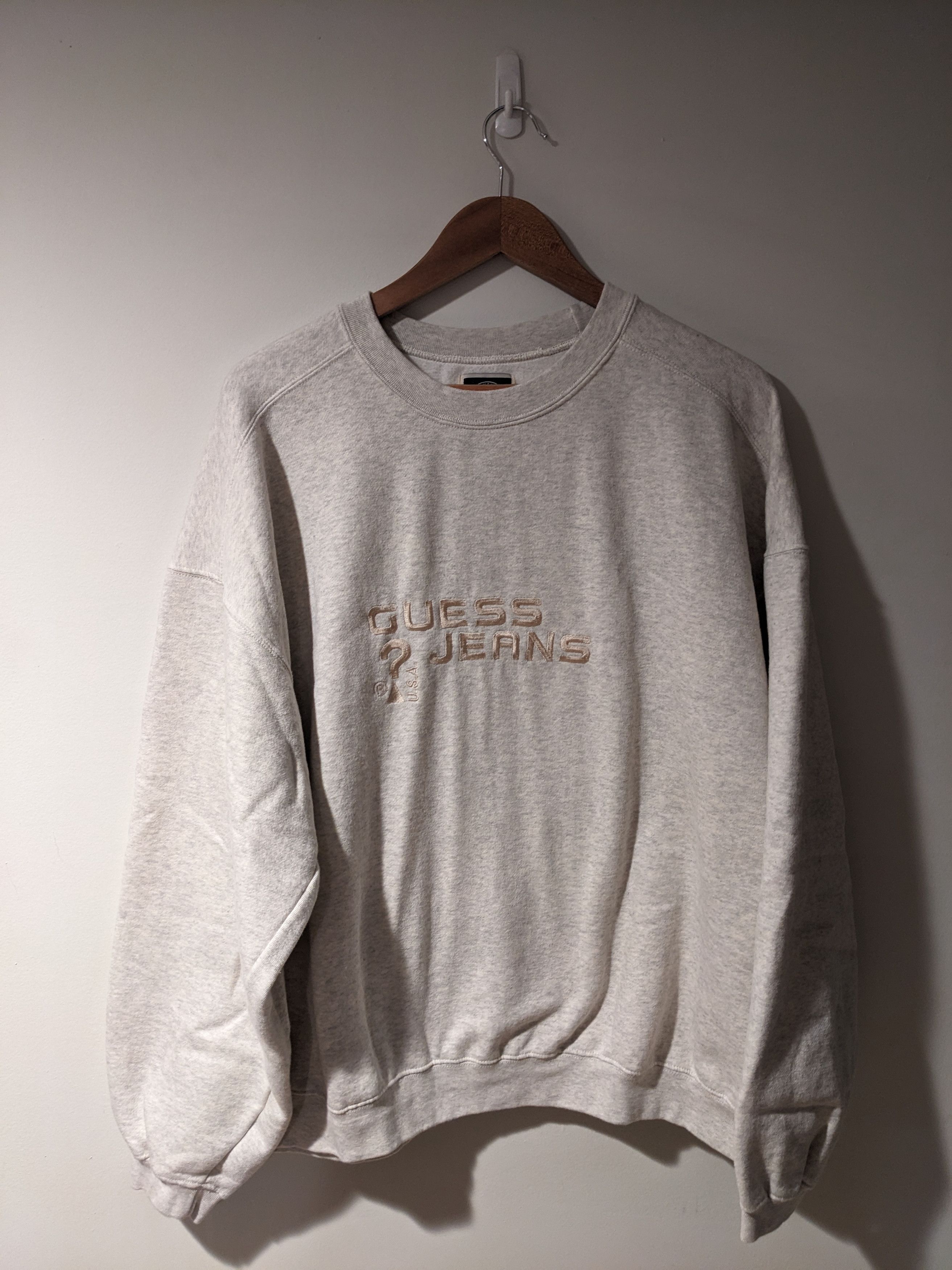 Guess × Vintage Vintage 90s Guess Jeans Logo Gray X-Large Sweatshirt Size US XL / EU 56 / 4 - 1 Thumbnail