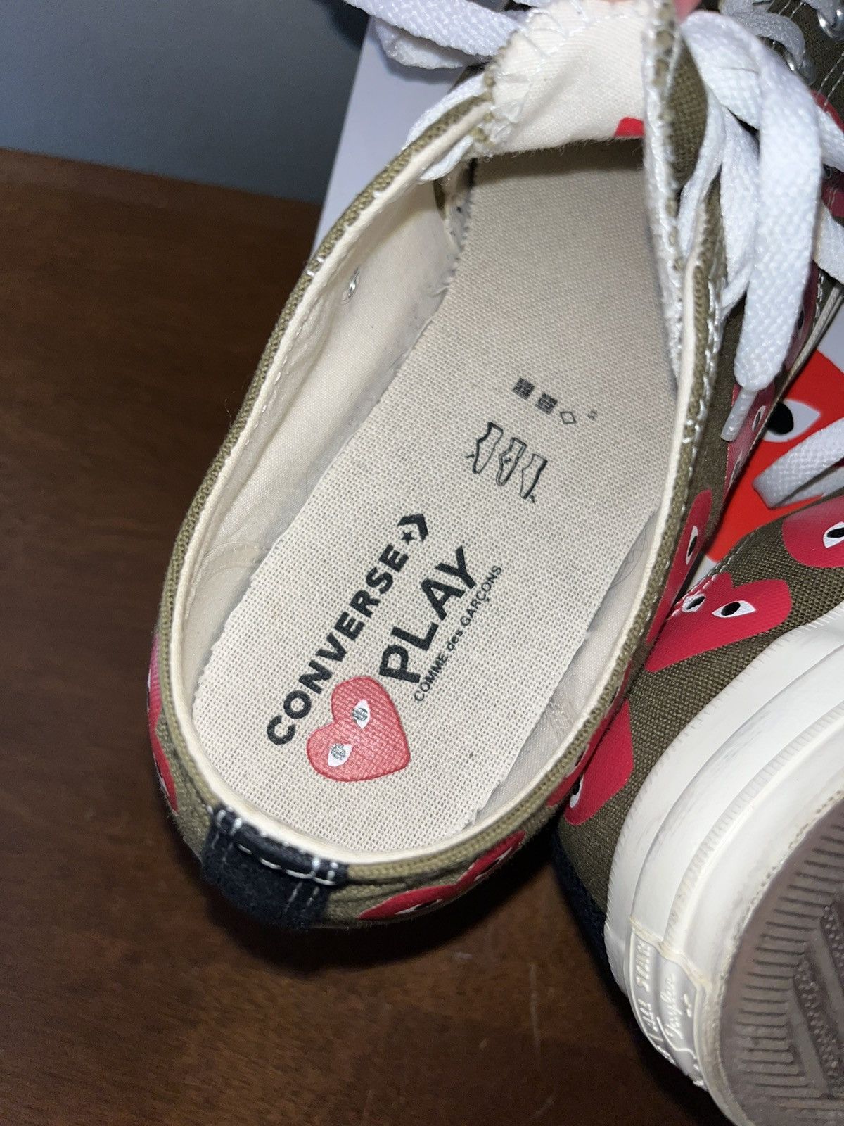 Comme des Garcons × Converse Converse X Comme De Garçons PLAY “Multi Heart” Men’s - KHAKI Size US 11 / EU 44 - 8 Thumbnail
