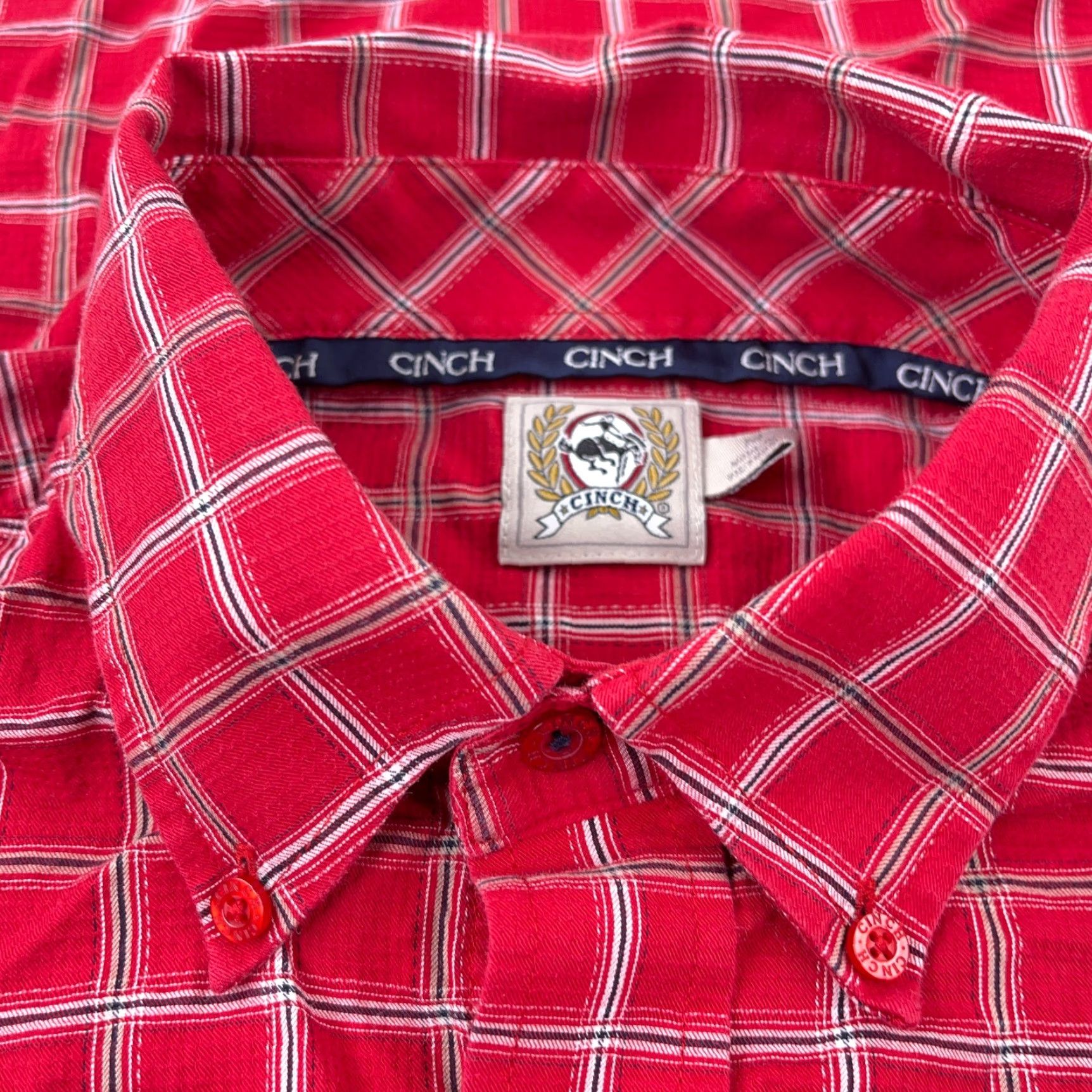 Vintage Cinch Shirt Men M Red Plaid Button-Up Western Cowboy Rodeo Pocket 90s Theme Mens Size US M / EU 48-50 / 2 - 4 Thumbnail