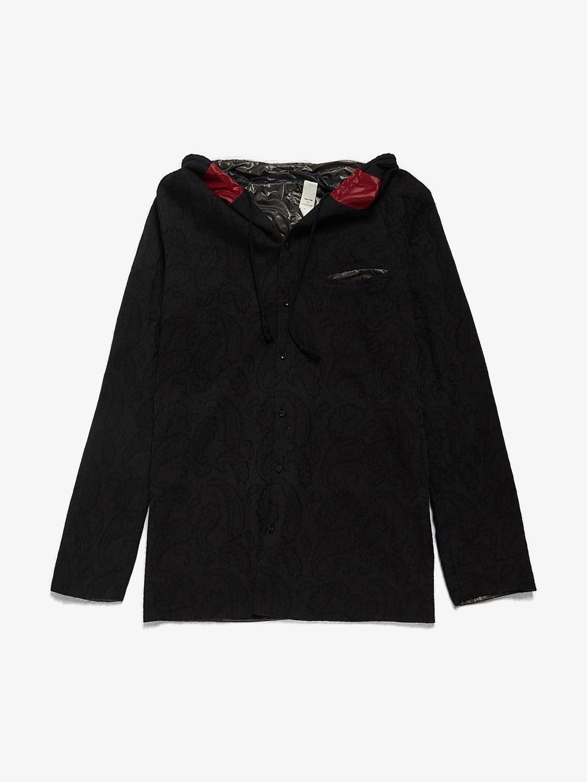 Black Embroidered Reversible Raincoat
