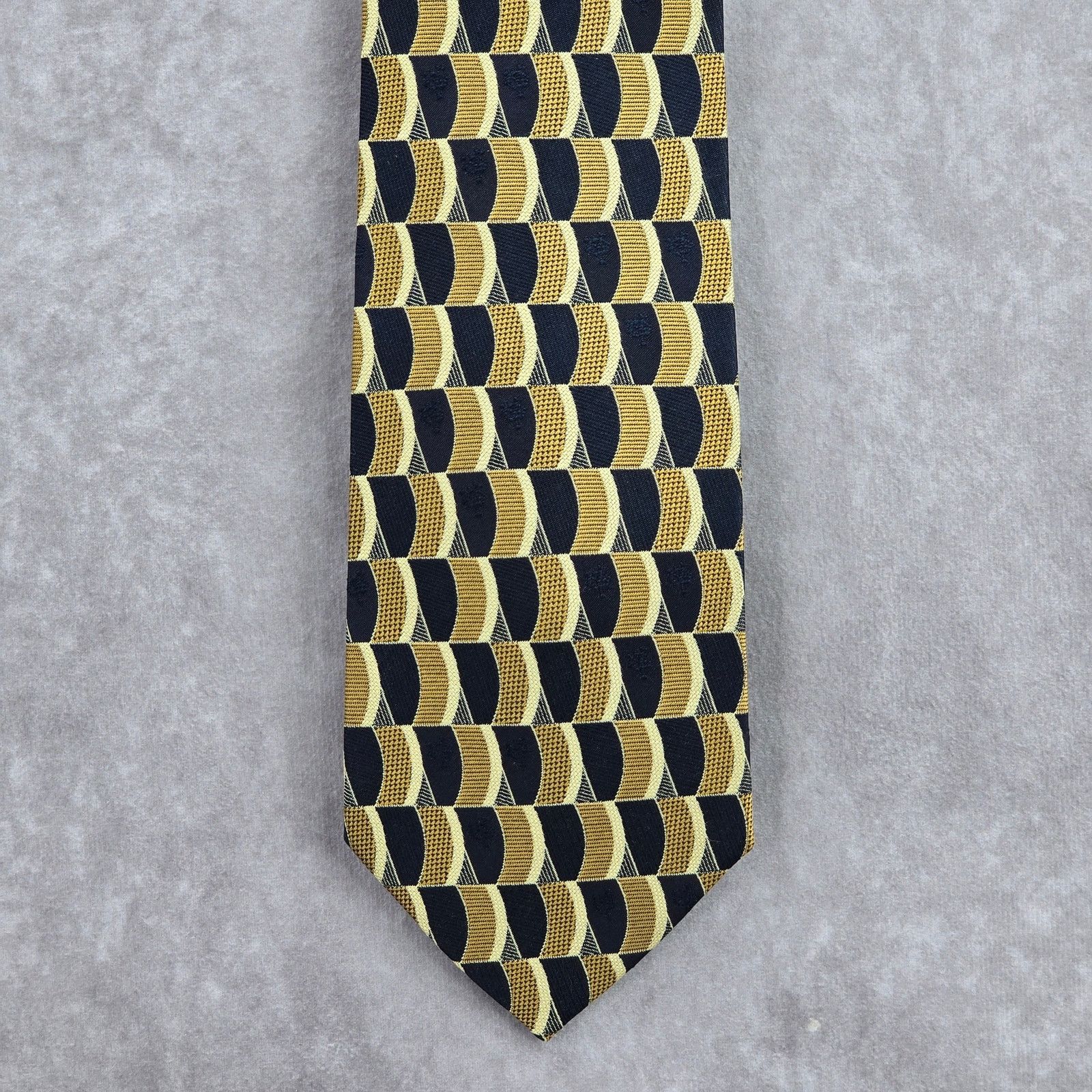 Other Jun Ashida Gold Blue Geometric 100% Silk Neck Tie NWOT Size 28 - 1 Thumbnail